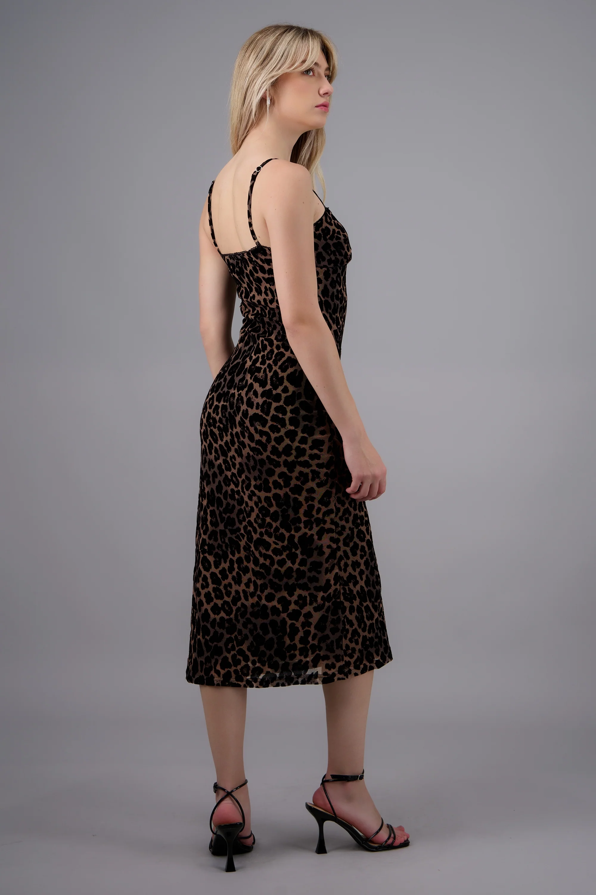 Vesrido midi leopardo mesh flock - Image 4