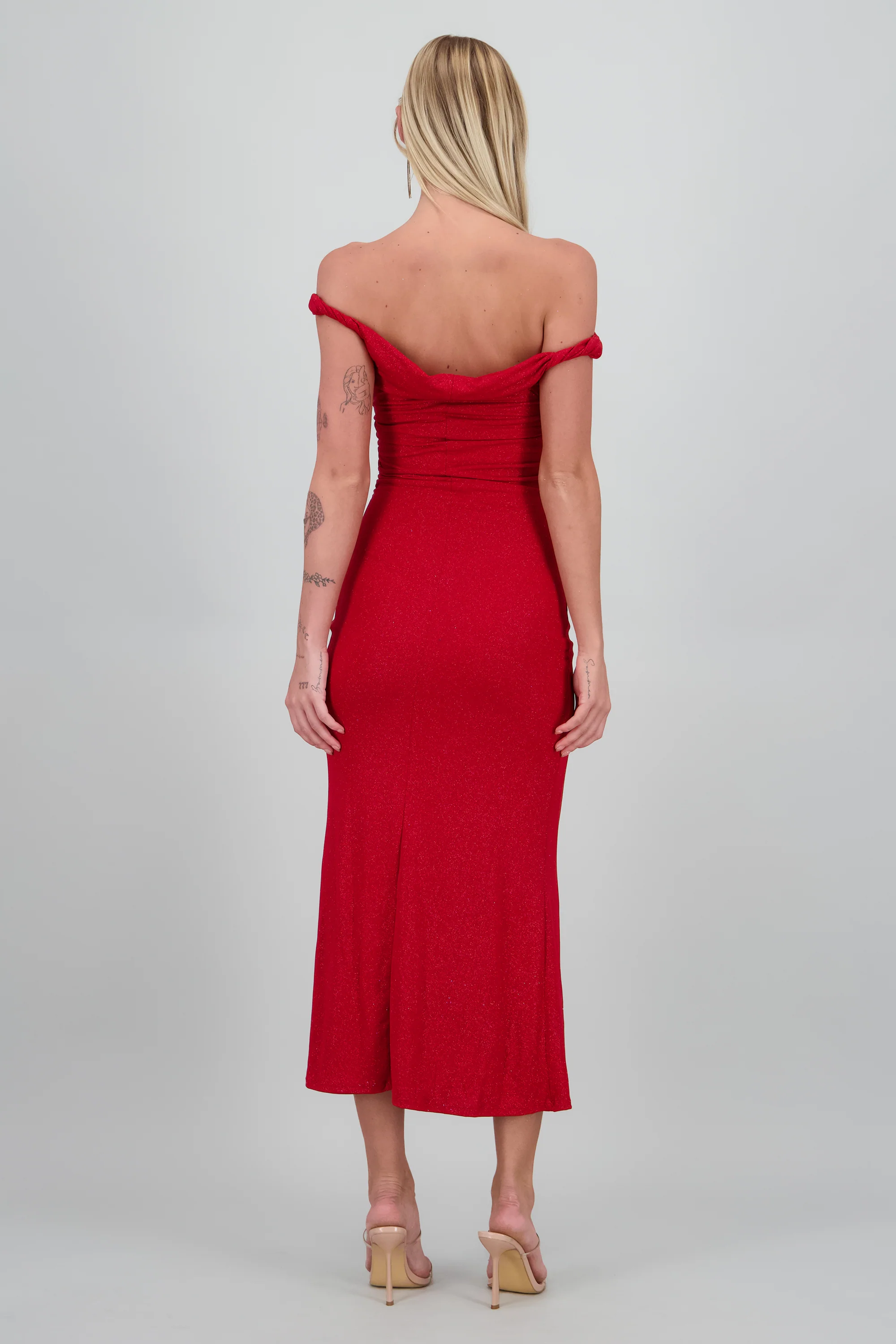 Vestido brillos drapeado detalle tirante - Image 4