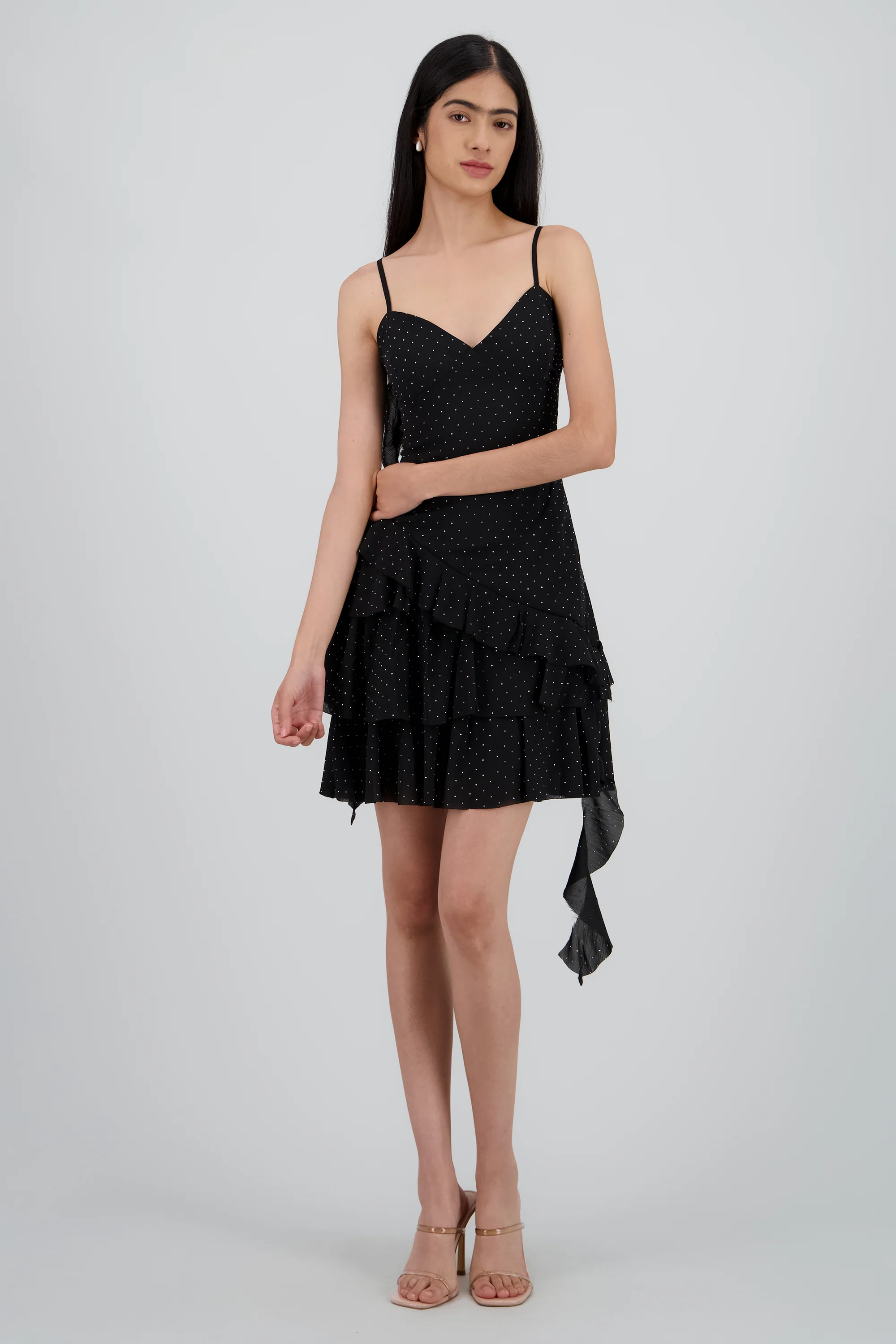 Vestido corte asimetrico con mini brillos - Image 2