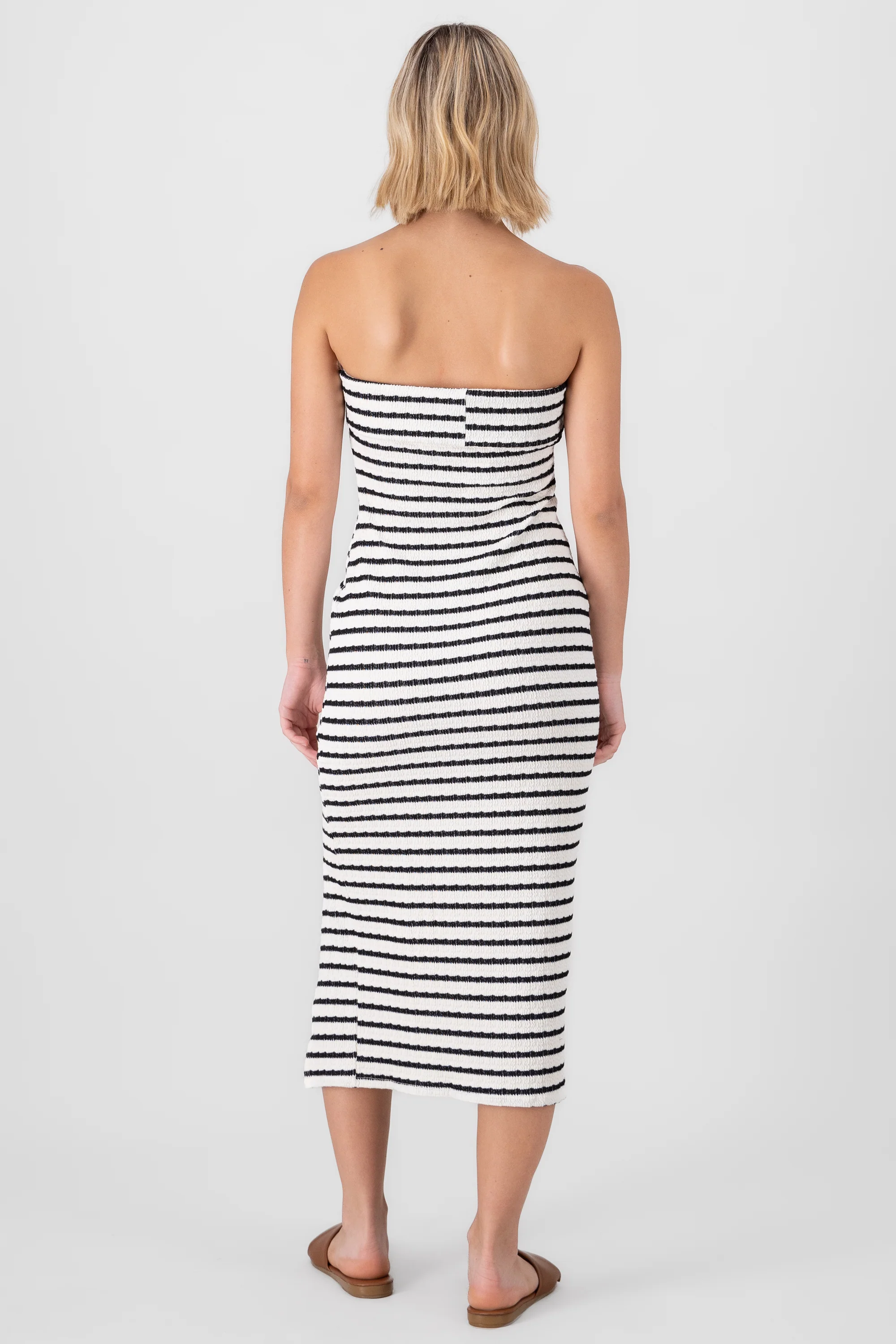 Vestido strapless estampado rayas - Image 4