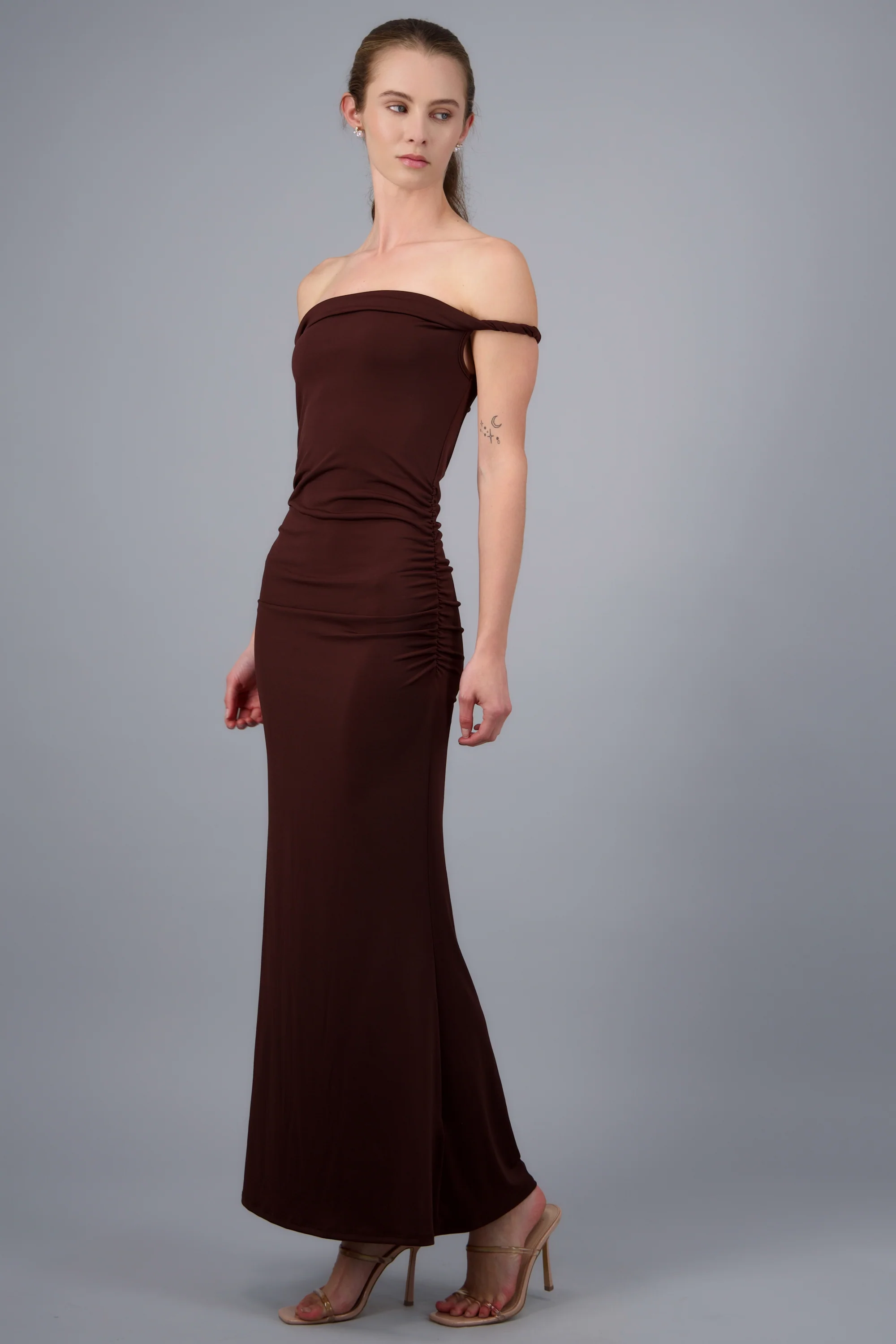 Vestido drapeado off shoulder - Image 2