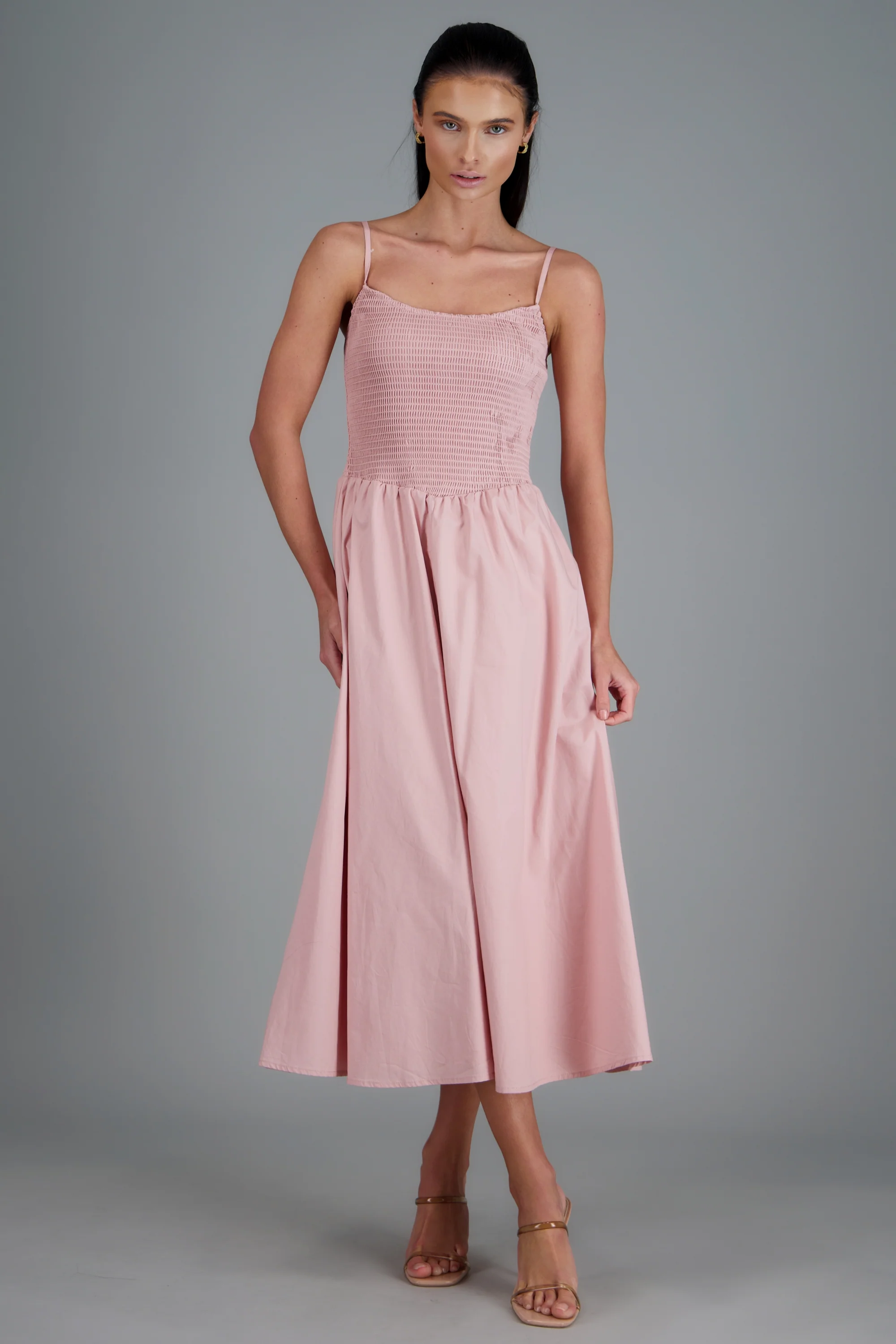 Vestido falda popelina