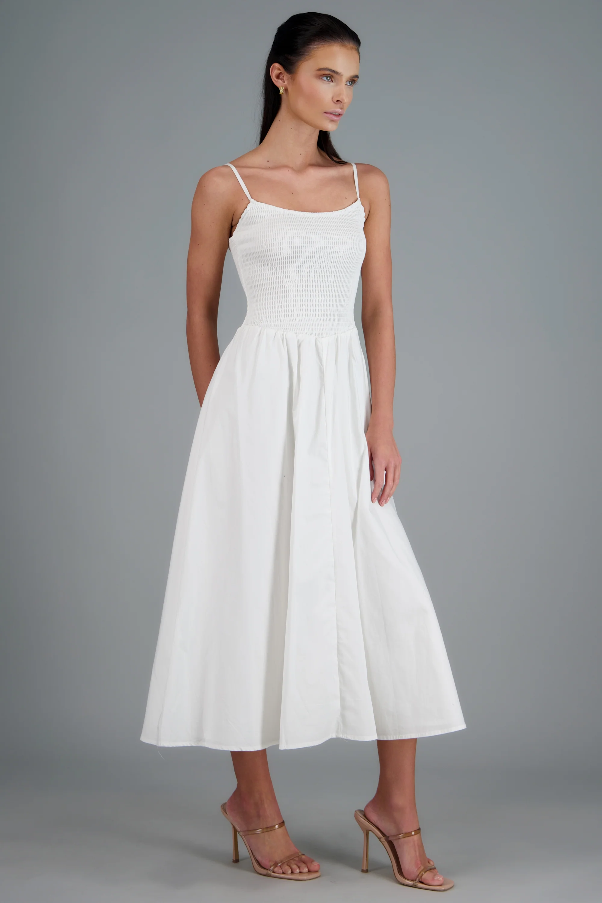 Vestido falda popelina