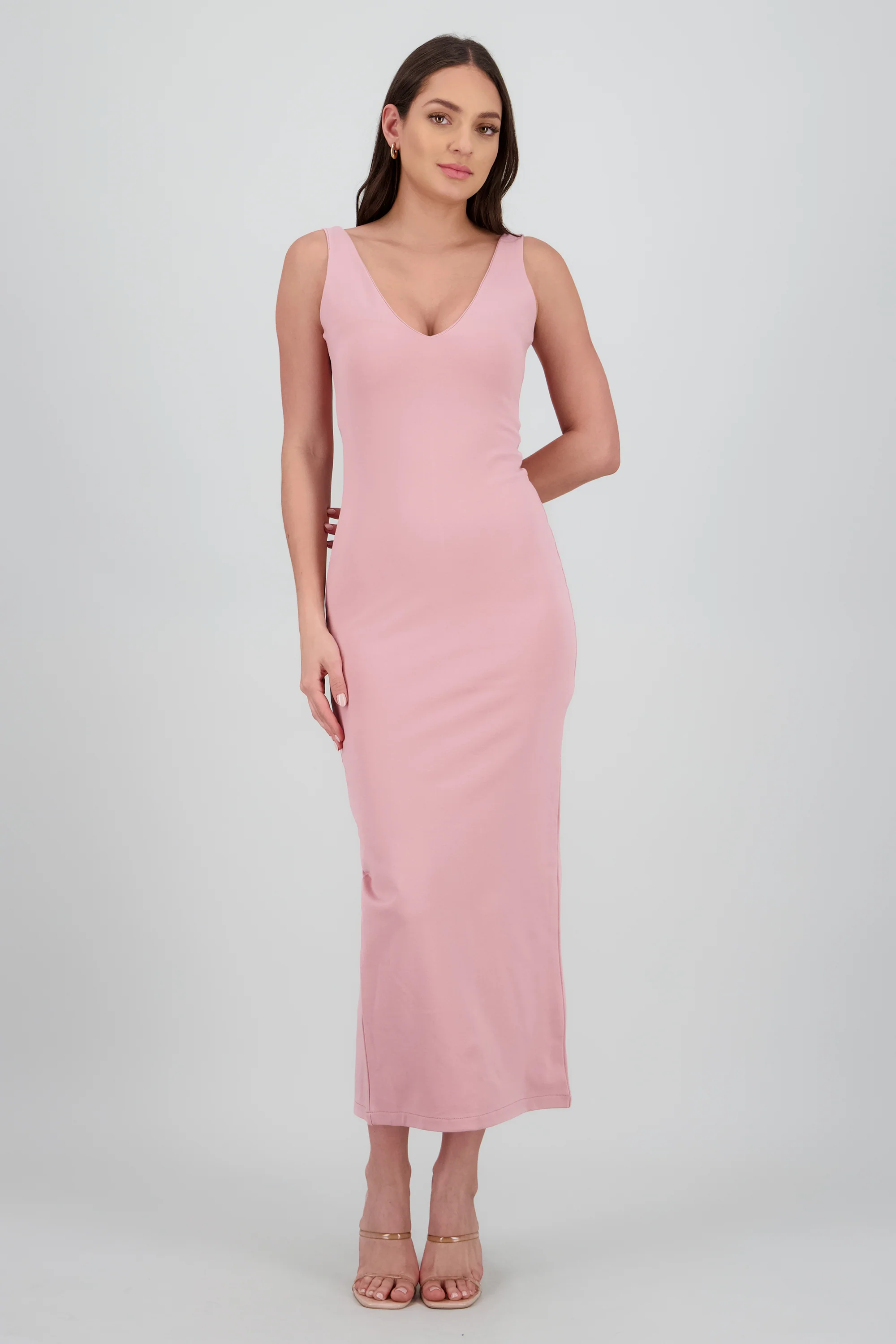 Vestido maxi bodycon con escote V - Image 2