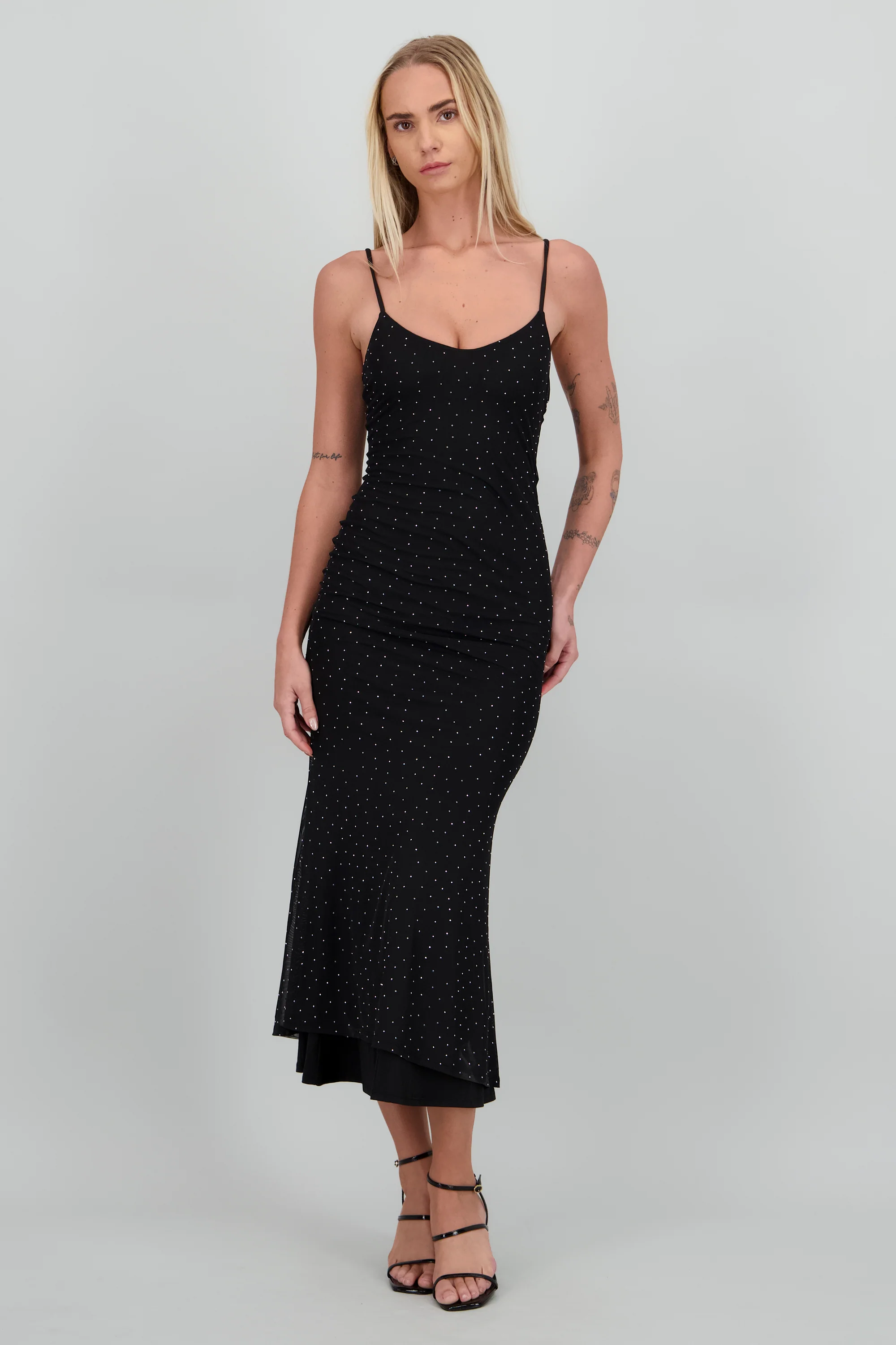 Vestido maxi brillos mesh