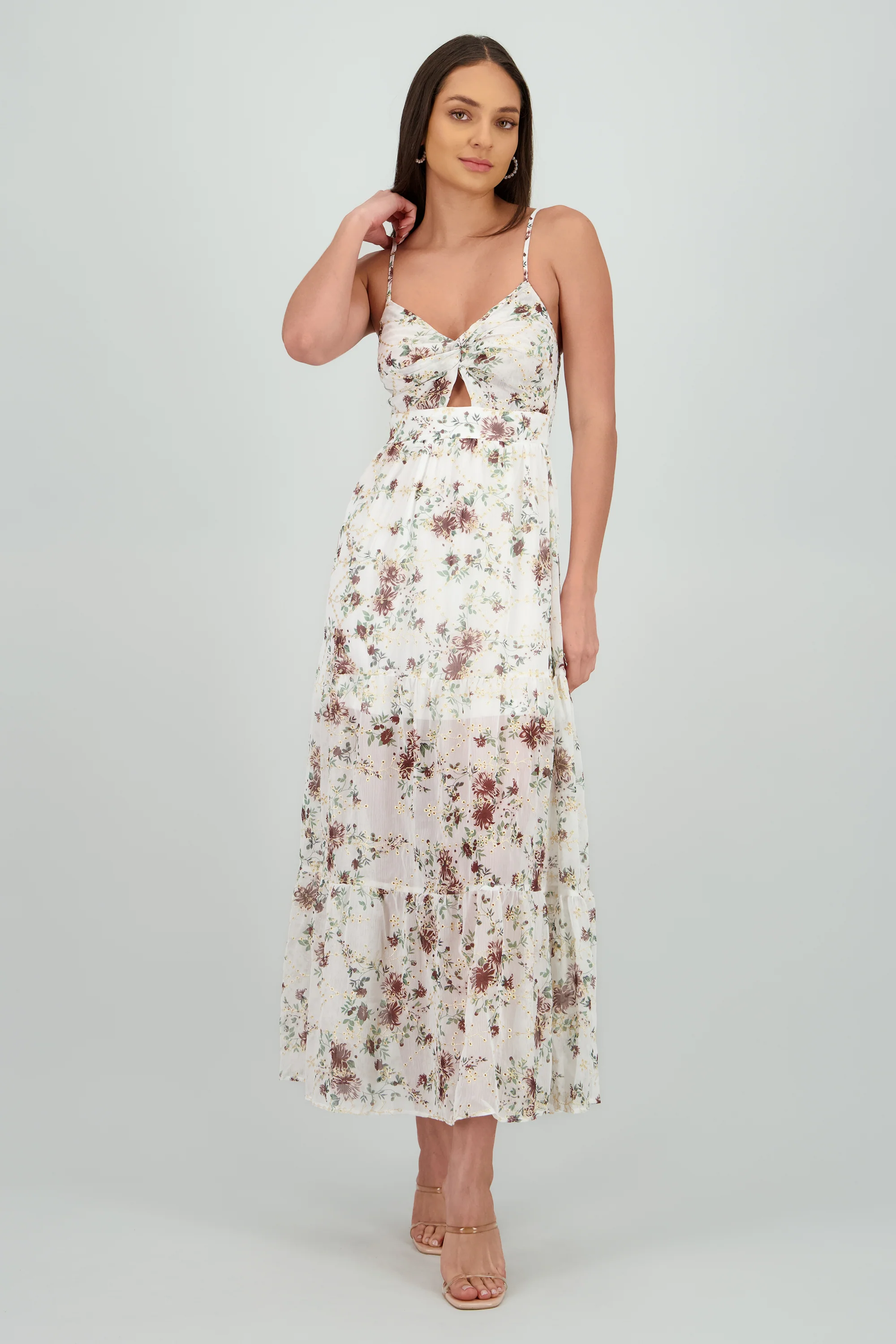 Vestido maxi con bordado y cut out - Image 2