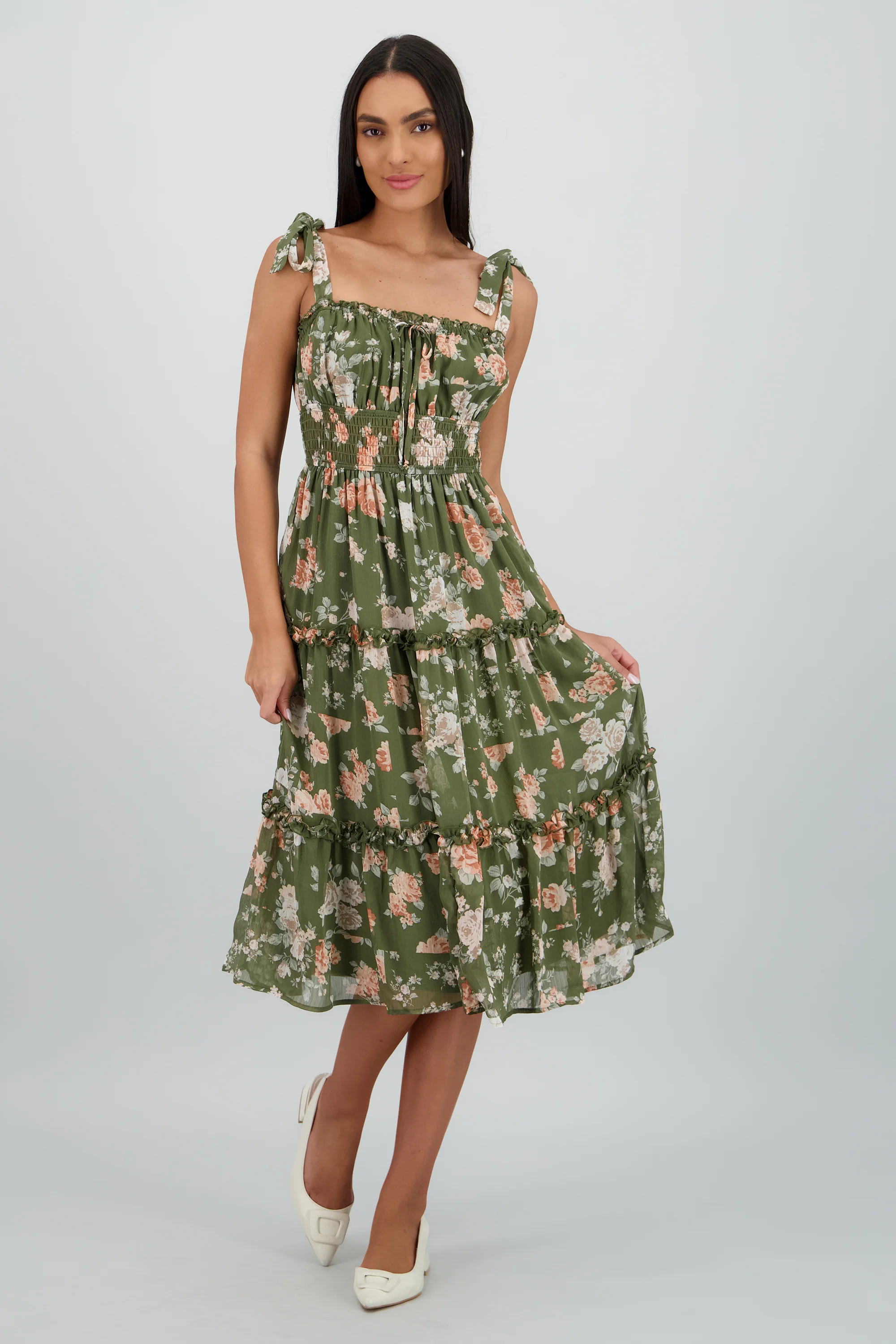Vestido maxi estampado rosas