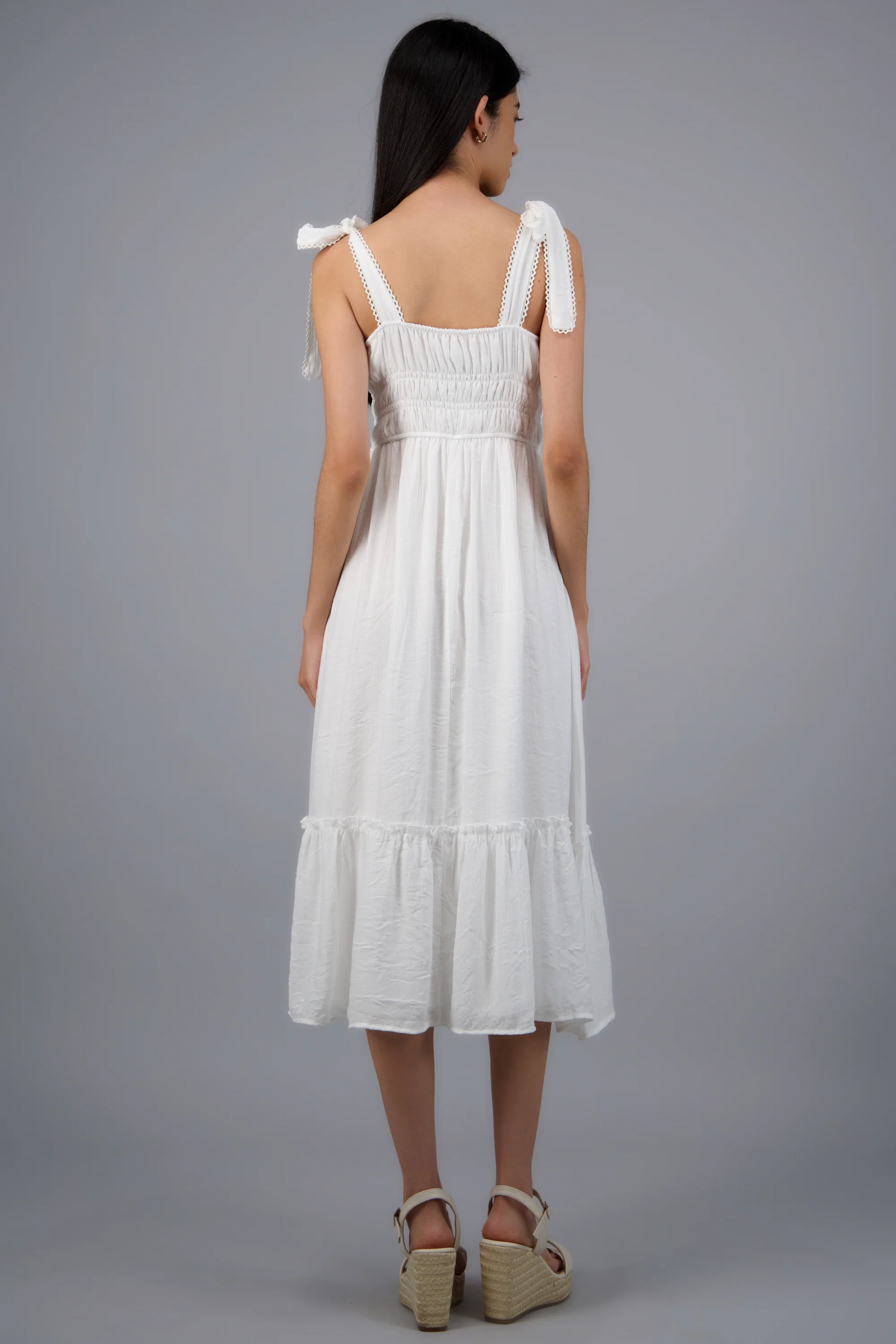 Vestido maxi liso con amarre moños - Image 4
