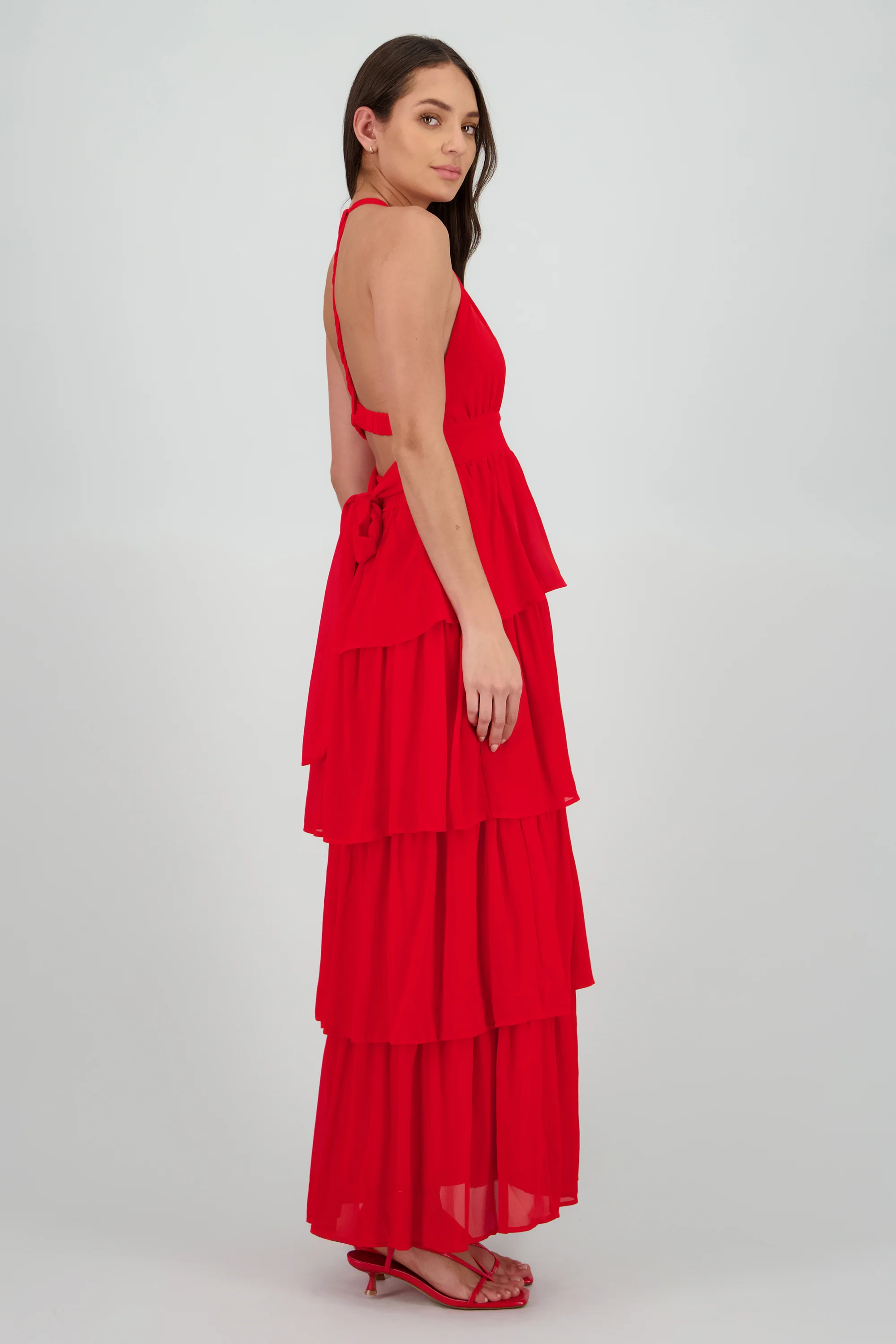Vestido maxi nudo espalda con olanes - Image 3