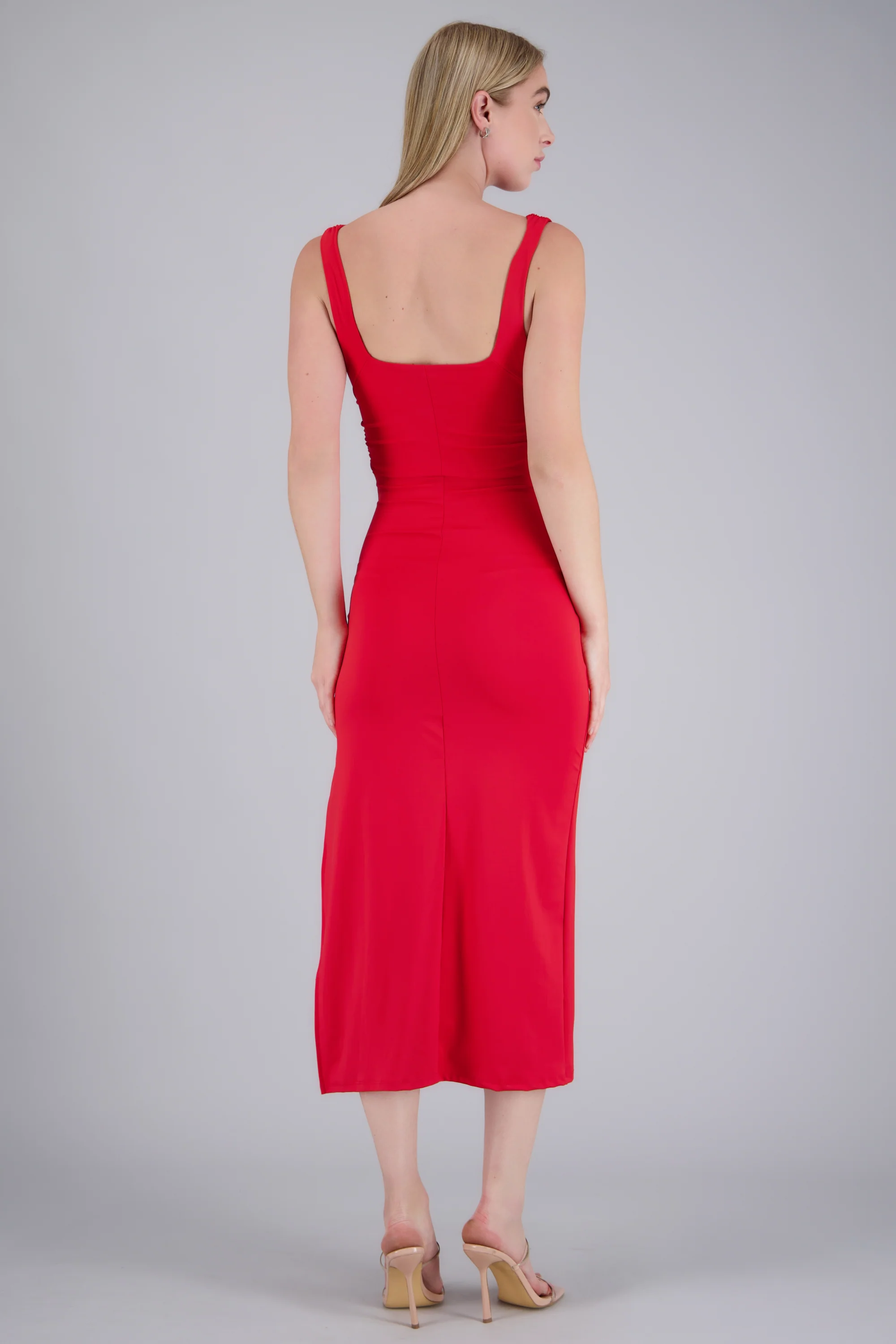 Vestido maxi plisado escote en v - Image 4