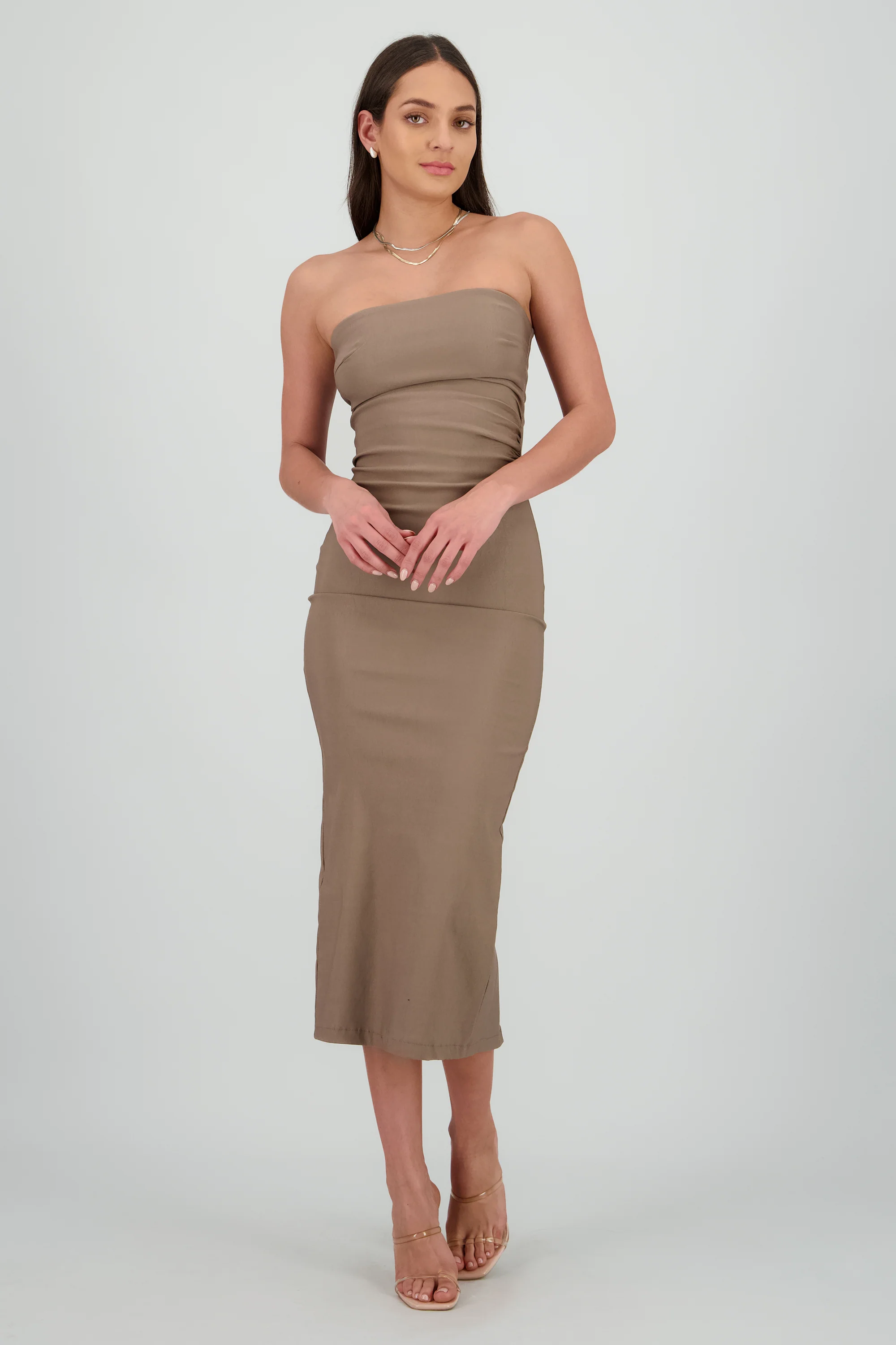 Vestido maxi strapless drapeado hypsters - Image 2