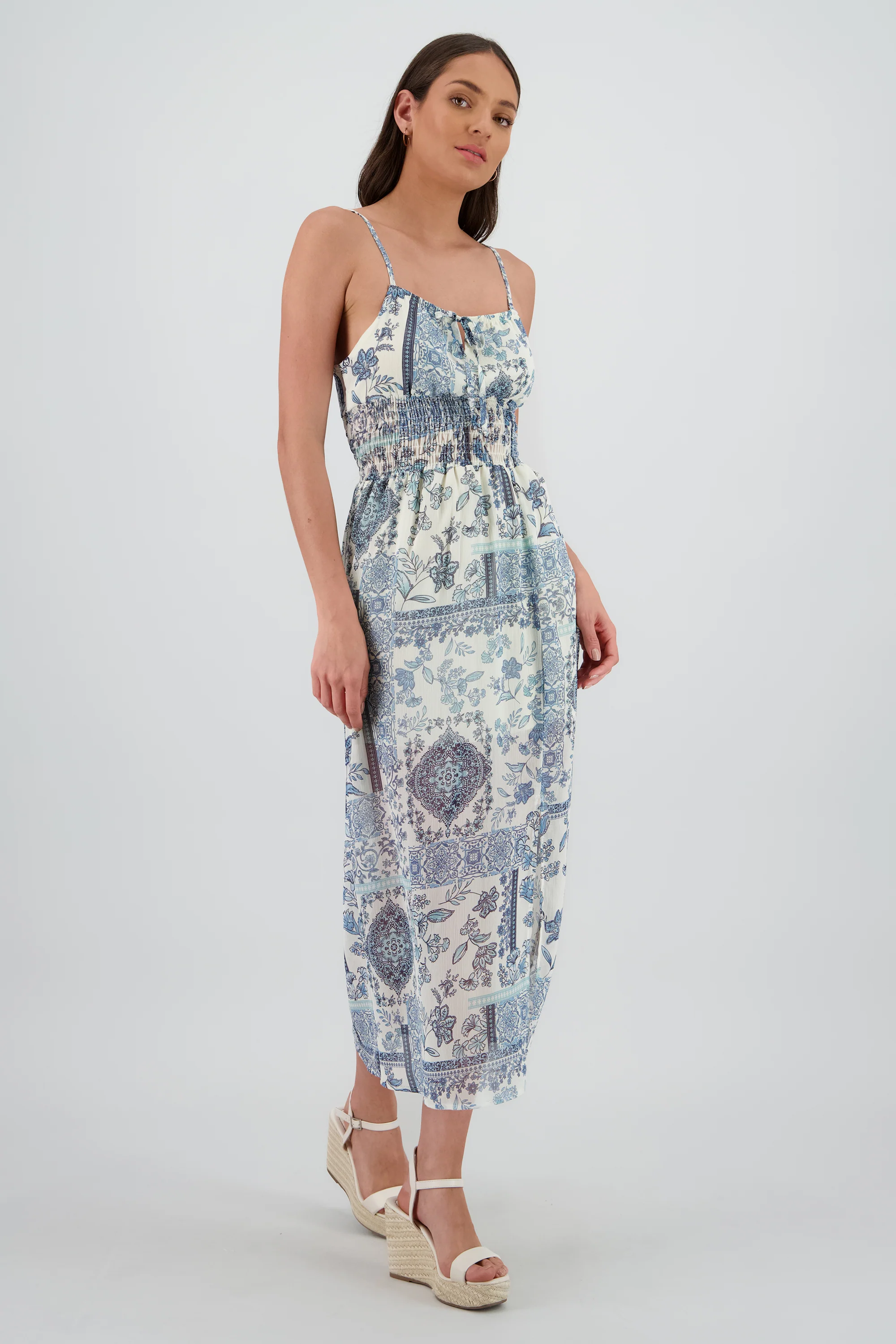Vestido maxi tirantes estampado flores