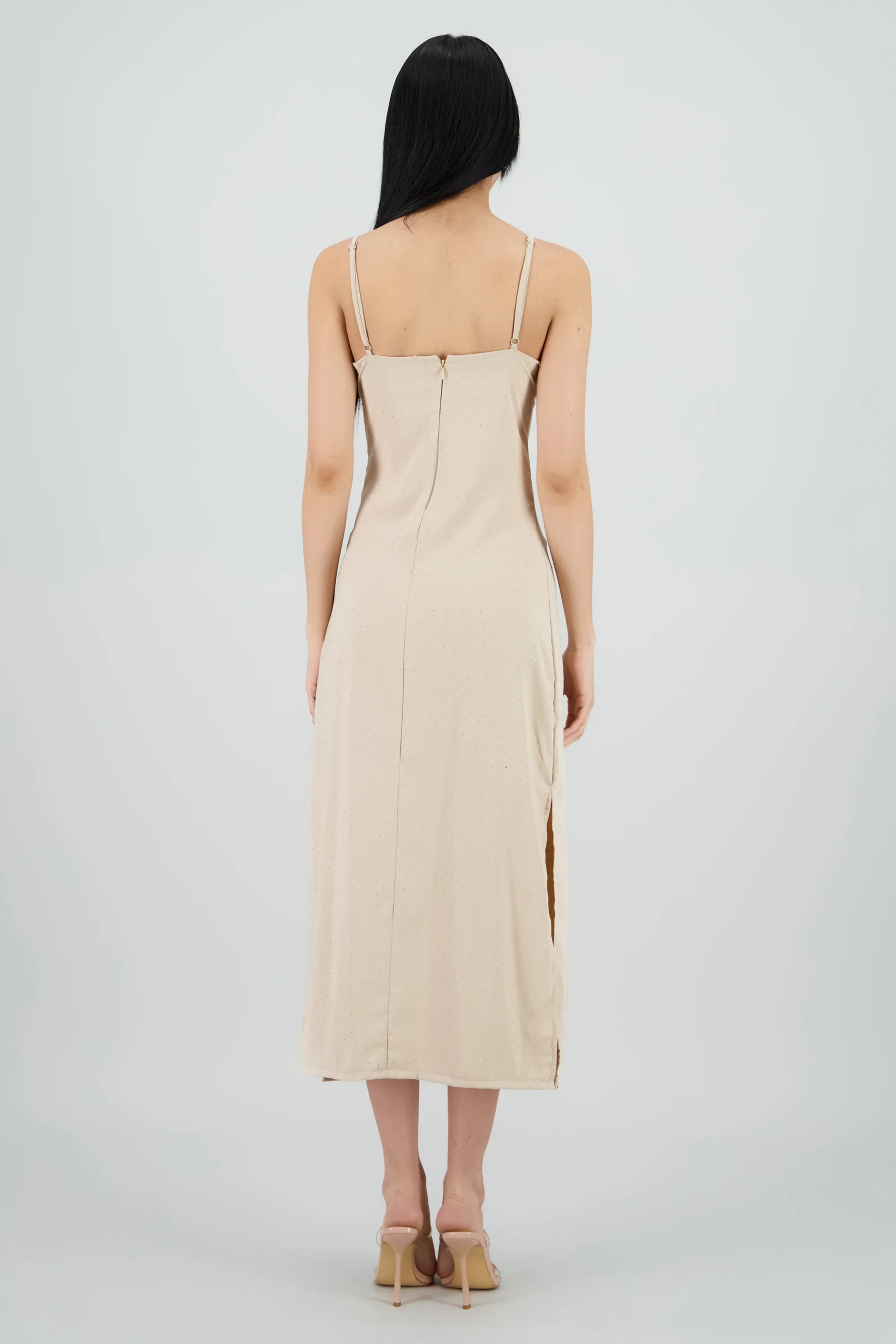 Vestido midi brillos escote cruzado - Image 4