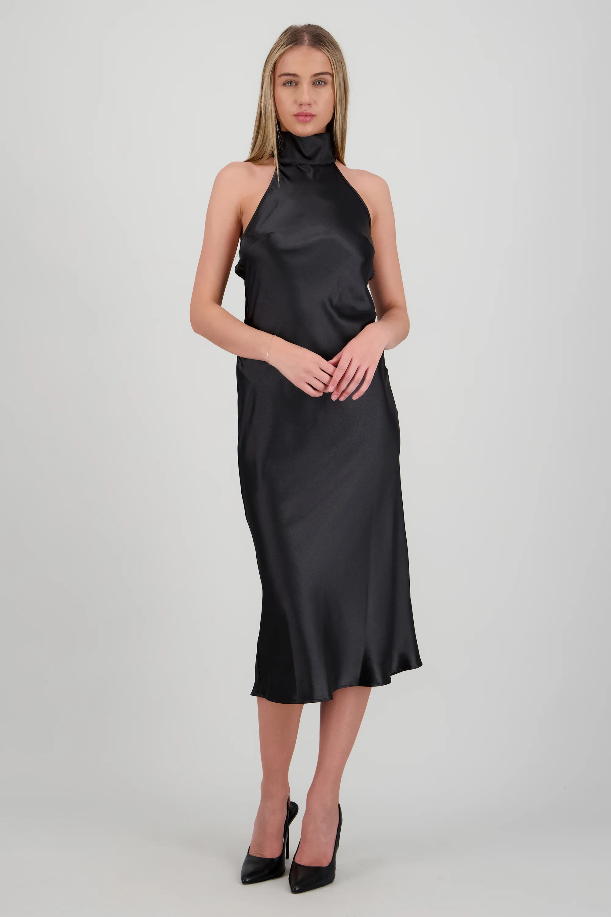 Vestido midi cuello alto con amarre en espalda - Image 2