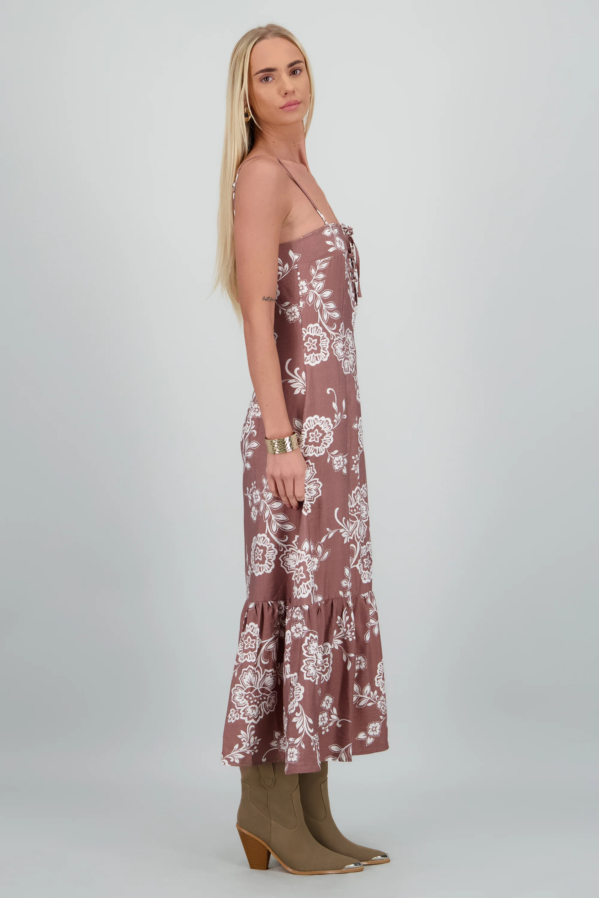 Vestido midi de tirantes estampado flores - Image 3