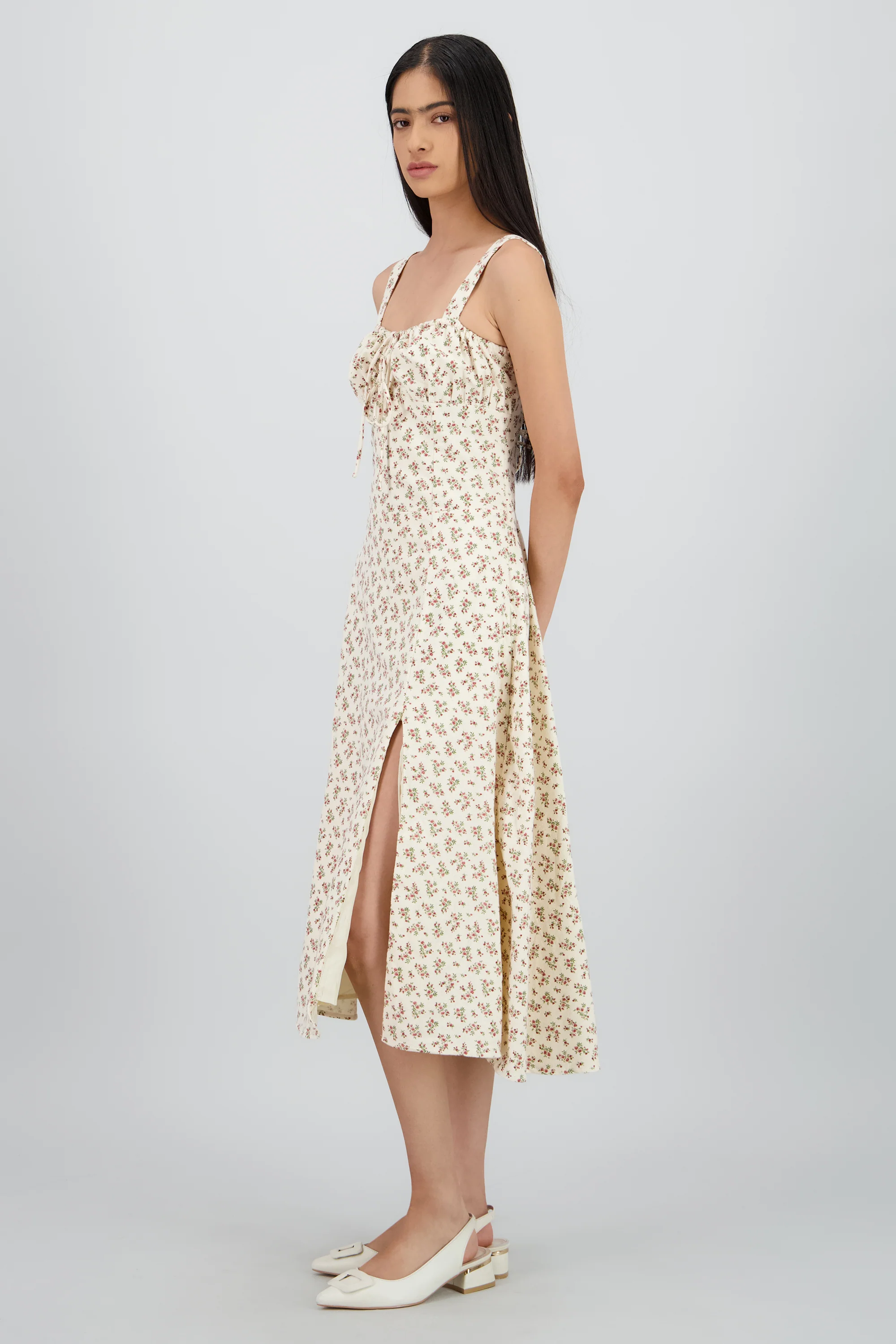 Vestido midi estampado flores - Image 3