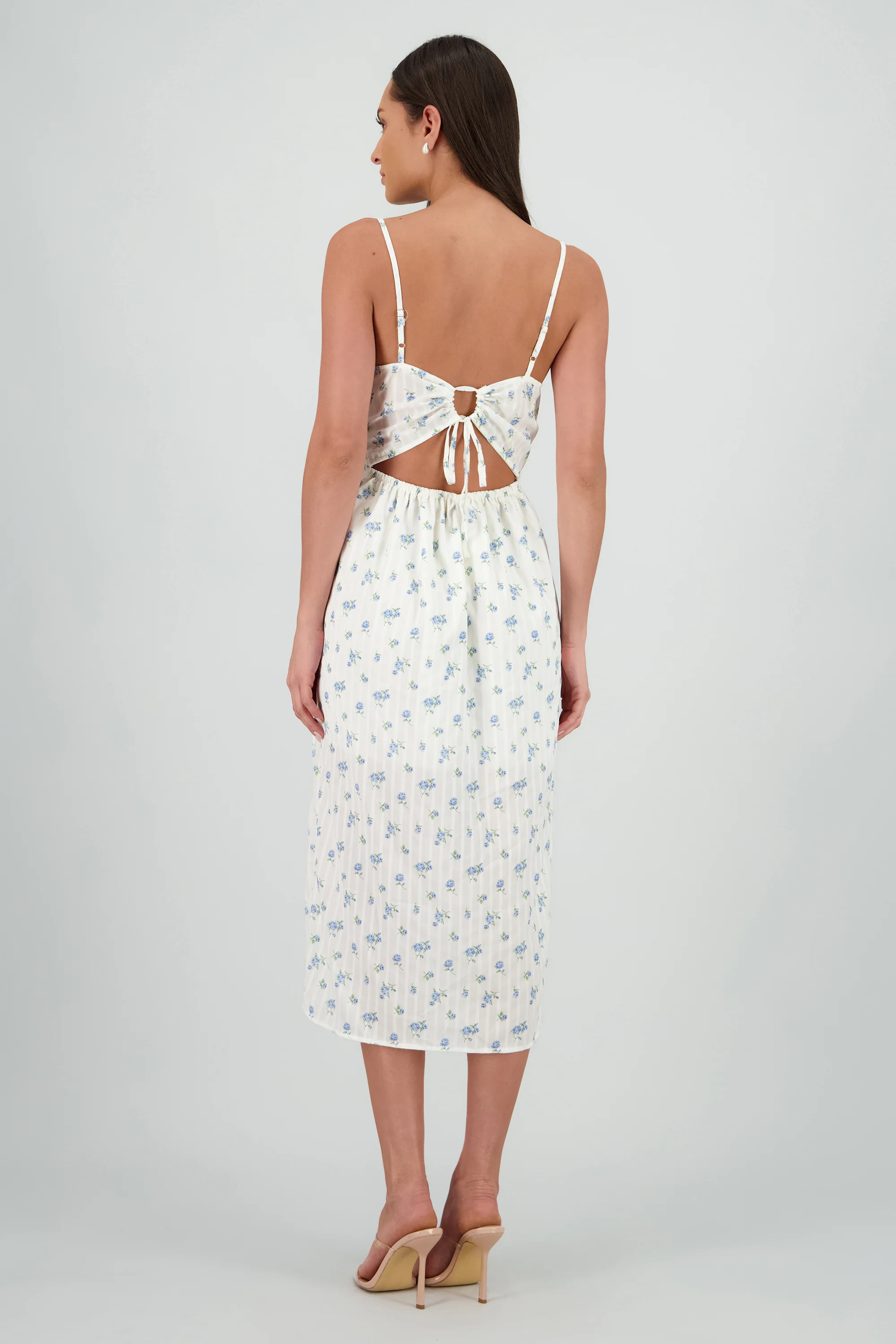 Vestido midi flores abertura - Image 4