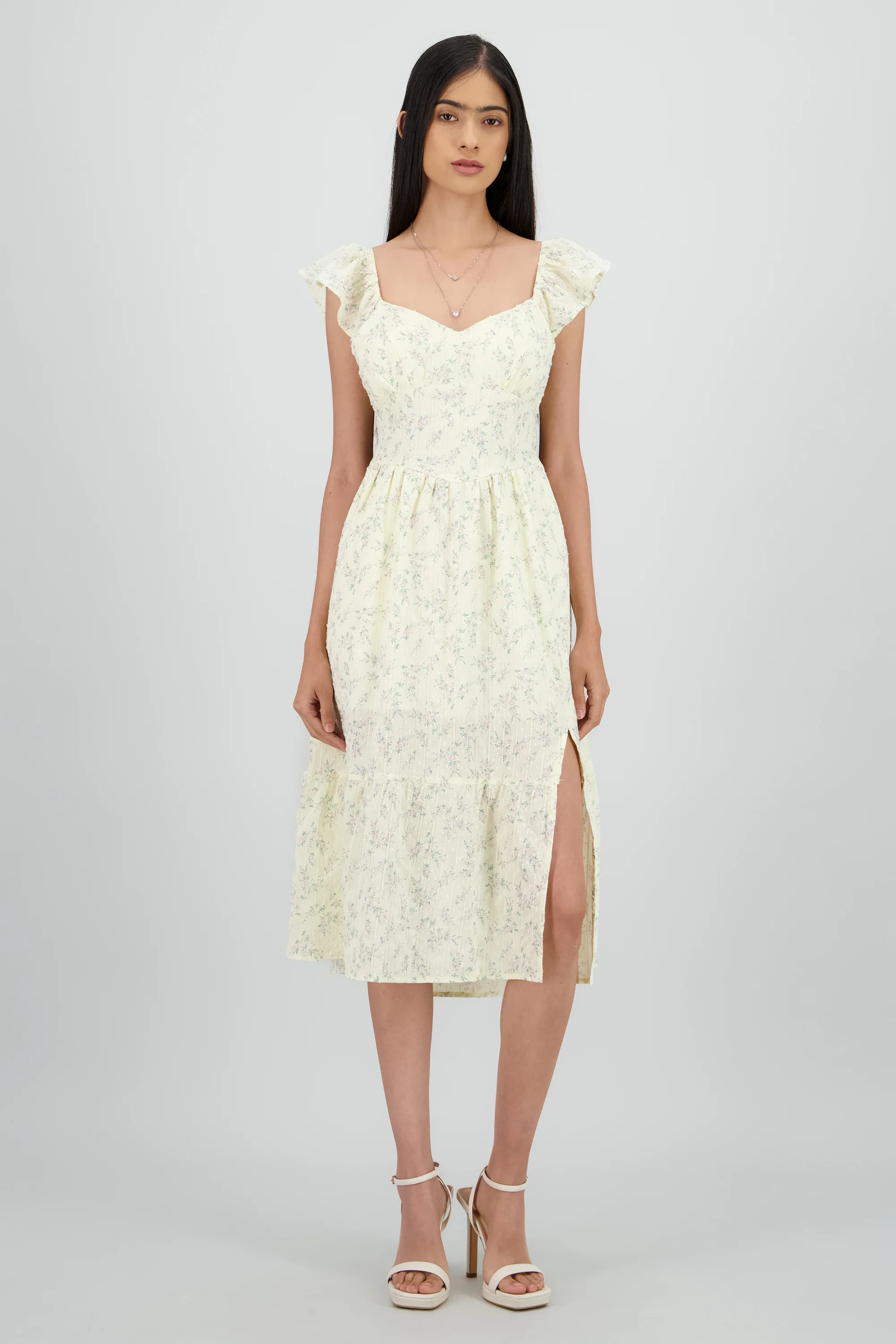Vestido midi flores con copas