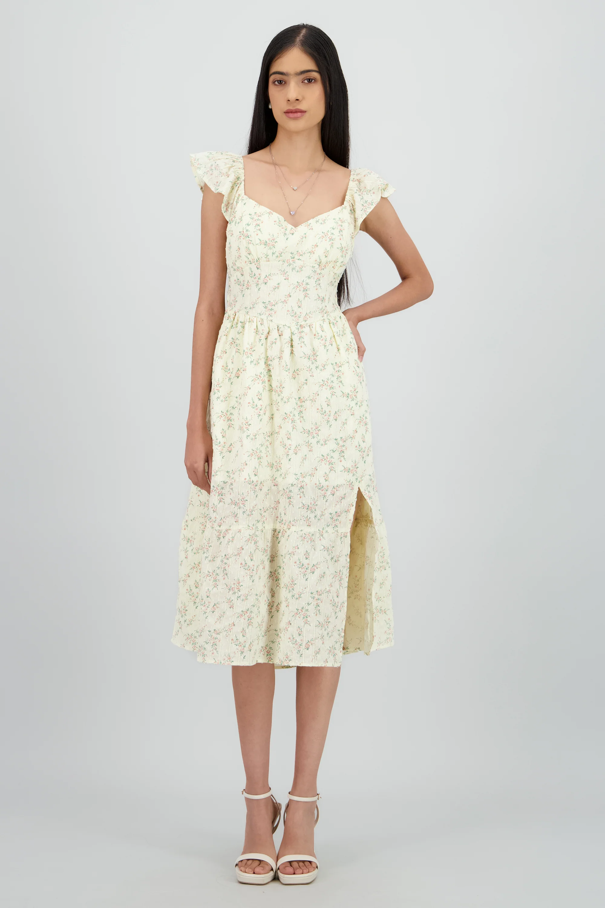 Vestido midi flores con copas - Image 2