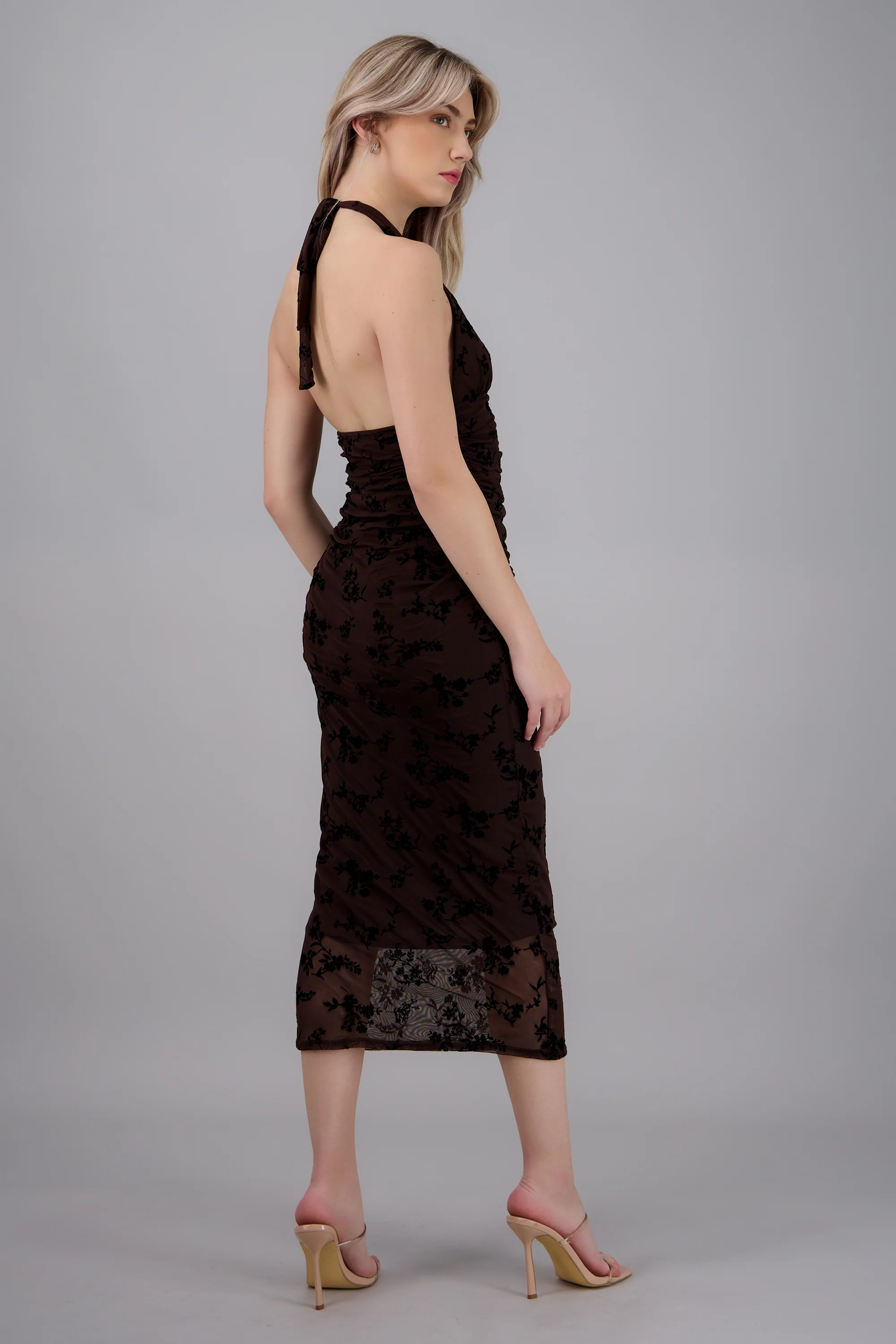 VESTIDO MIDI MESH FLOCK FLORES - Image 4