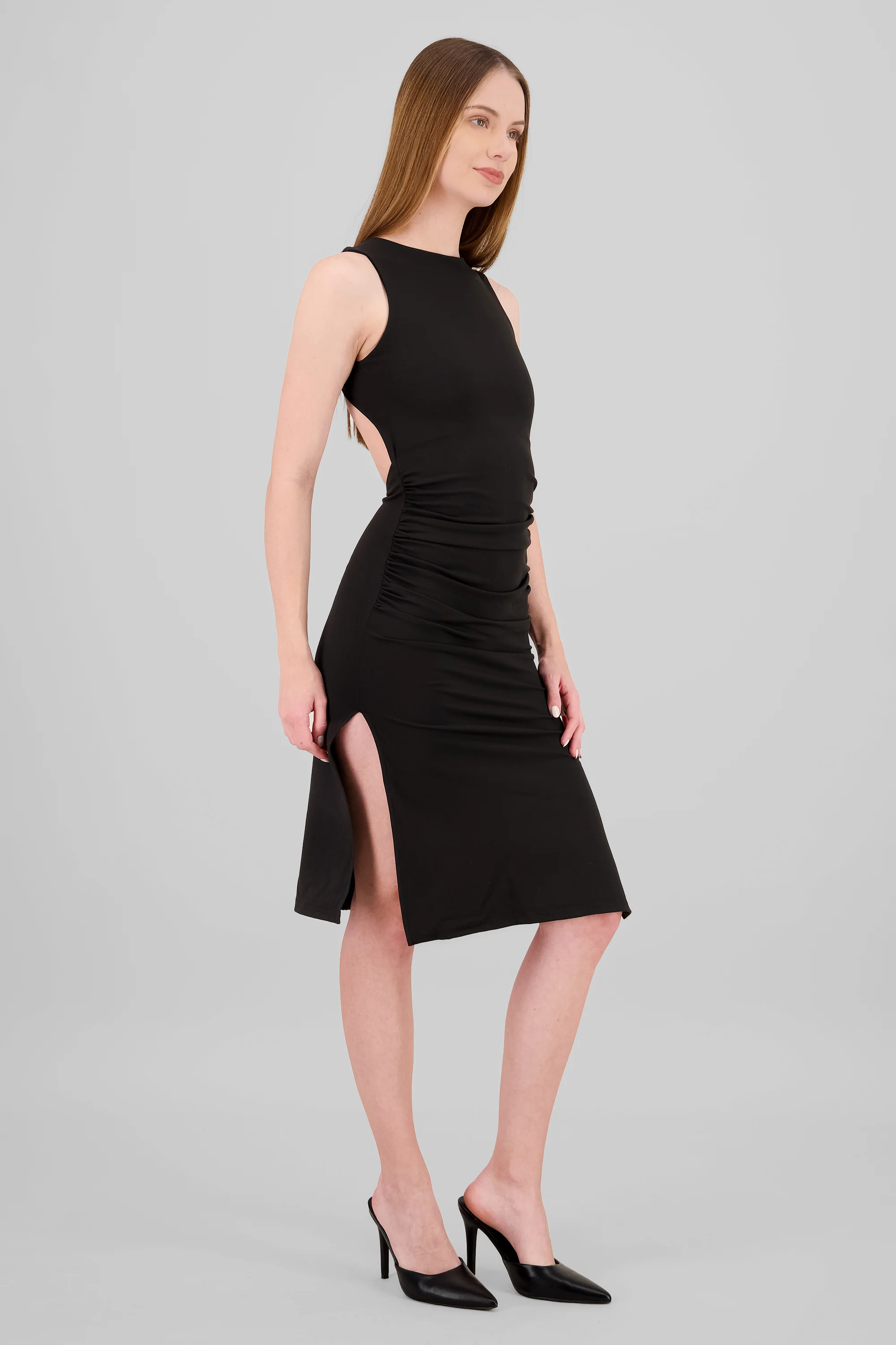 Vestido midi liso detalle espalda - Image 3