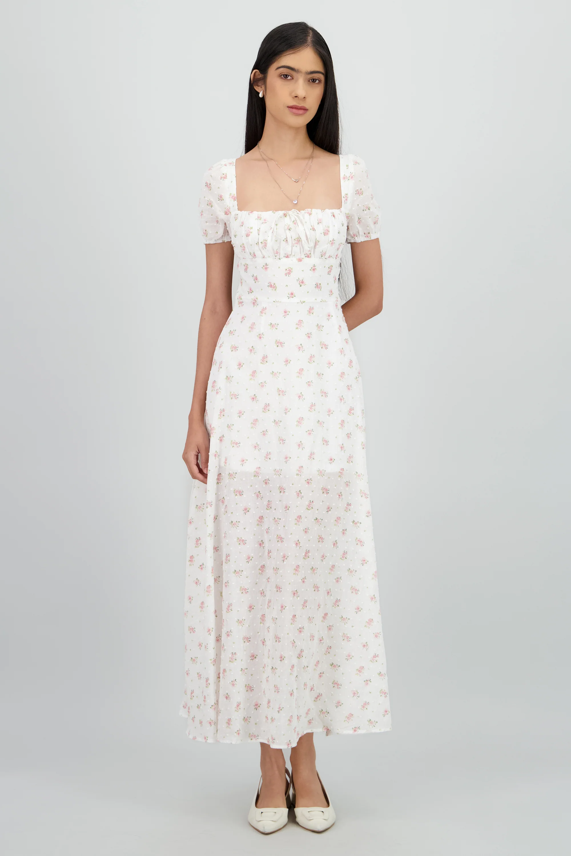 Vestido midi mini flores textura - Image 2