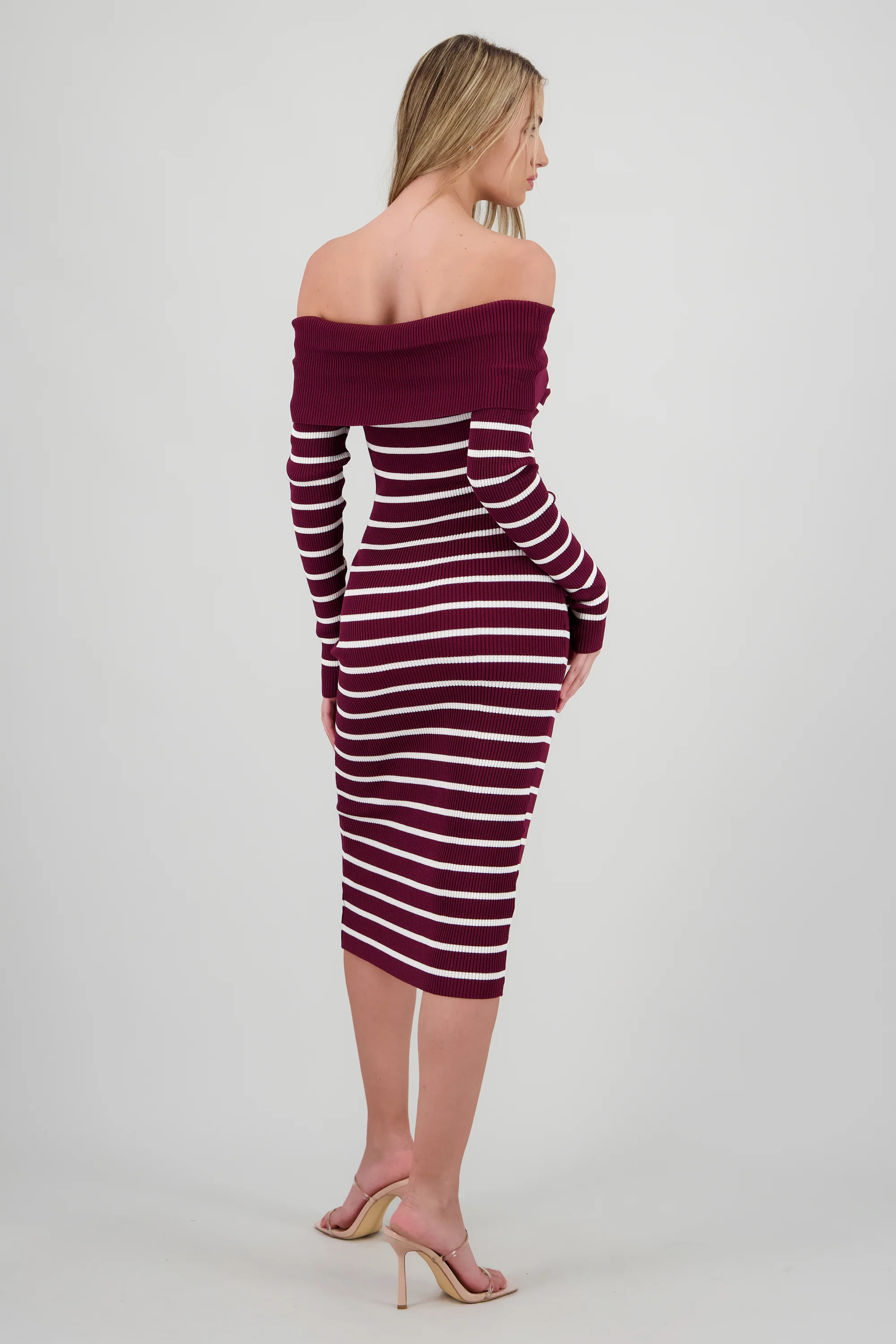 Vestido midi off shoulder rib - Image 4