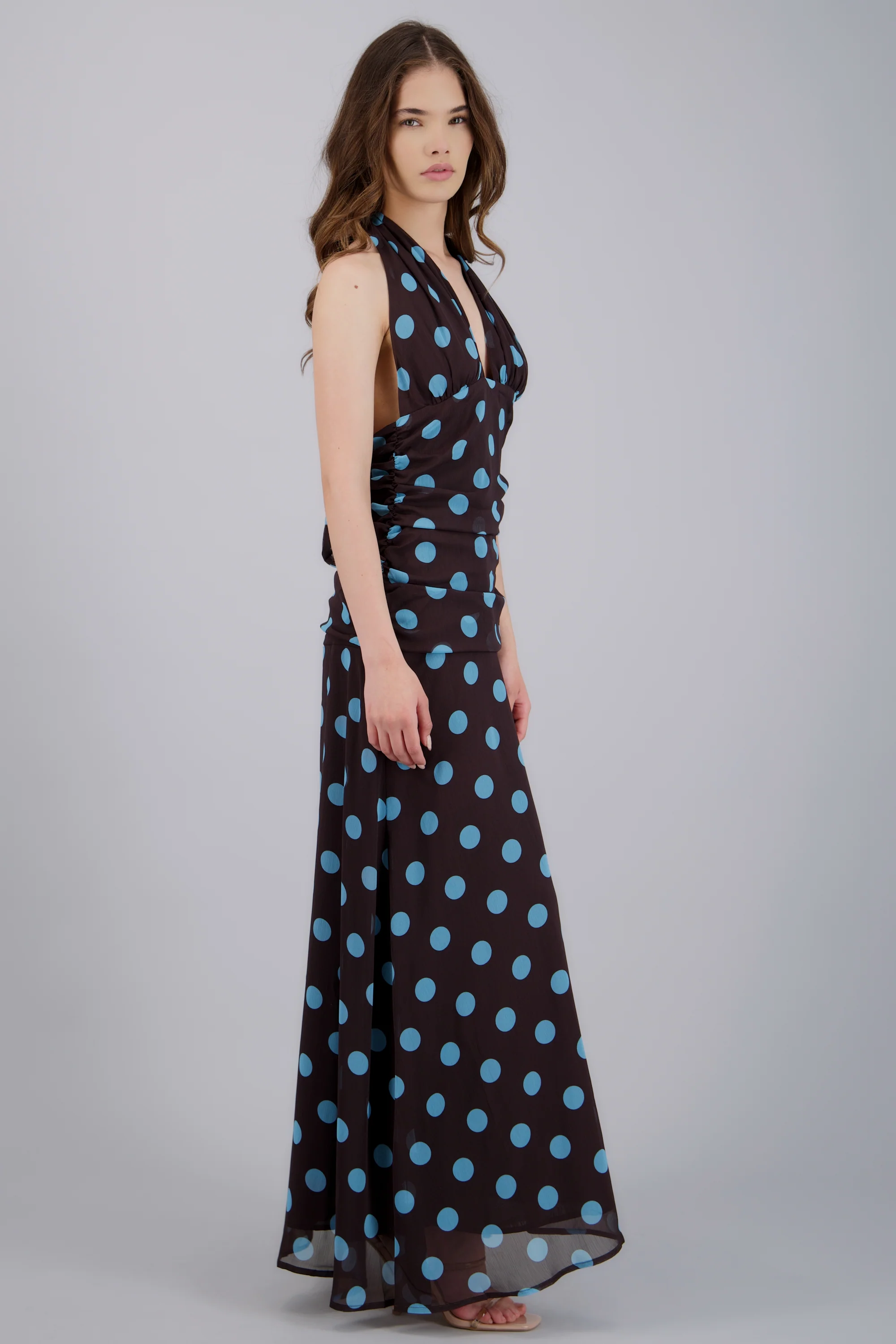 Vestido midi polka detalle drapeado - Image 2