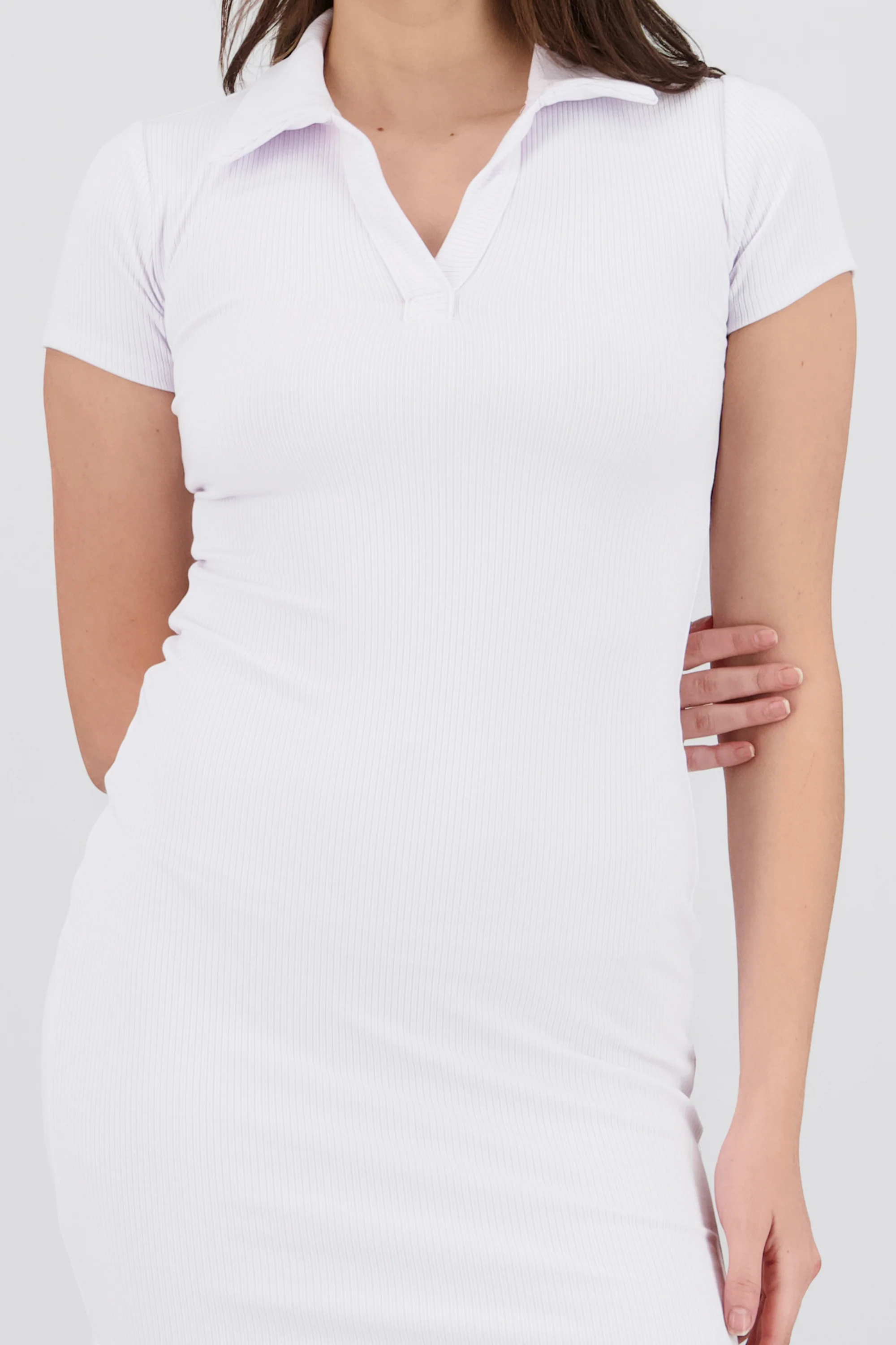Vestido midi rib con cuello polo - Image 5