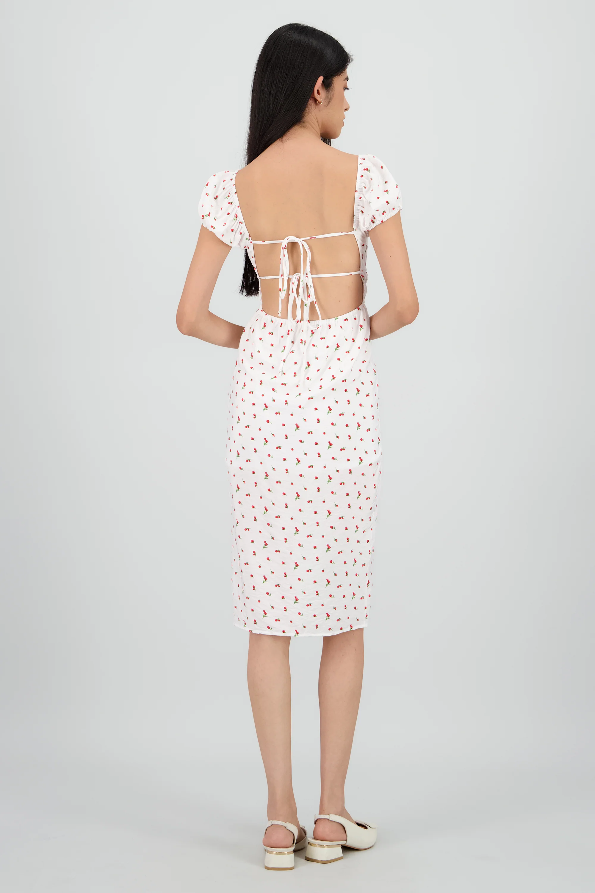 Vestido midi textura flores - Image 4