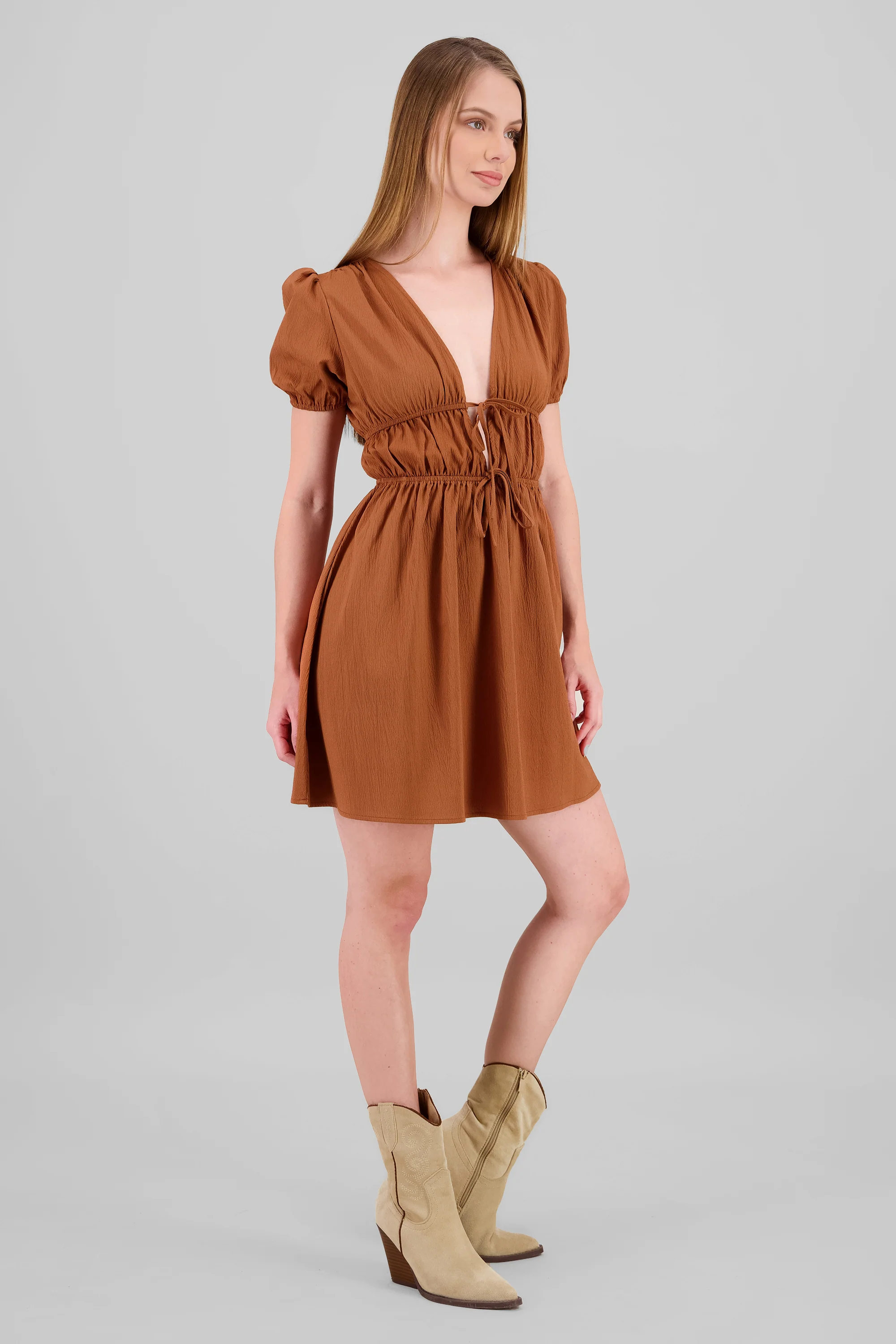 Vestido mini detalle moños - Image 3