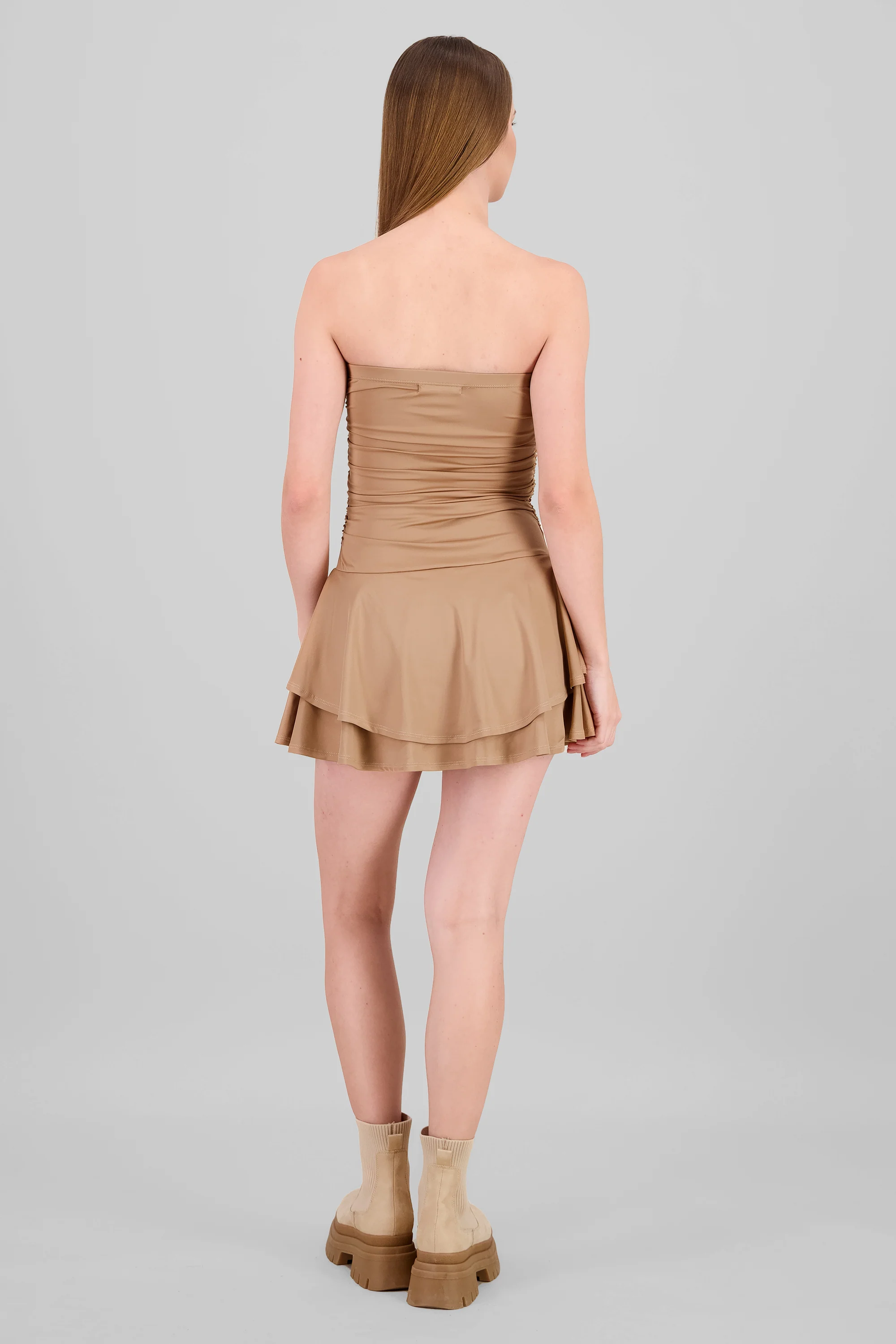 Vestido mini drapeado strapless - Image 4
