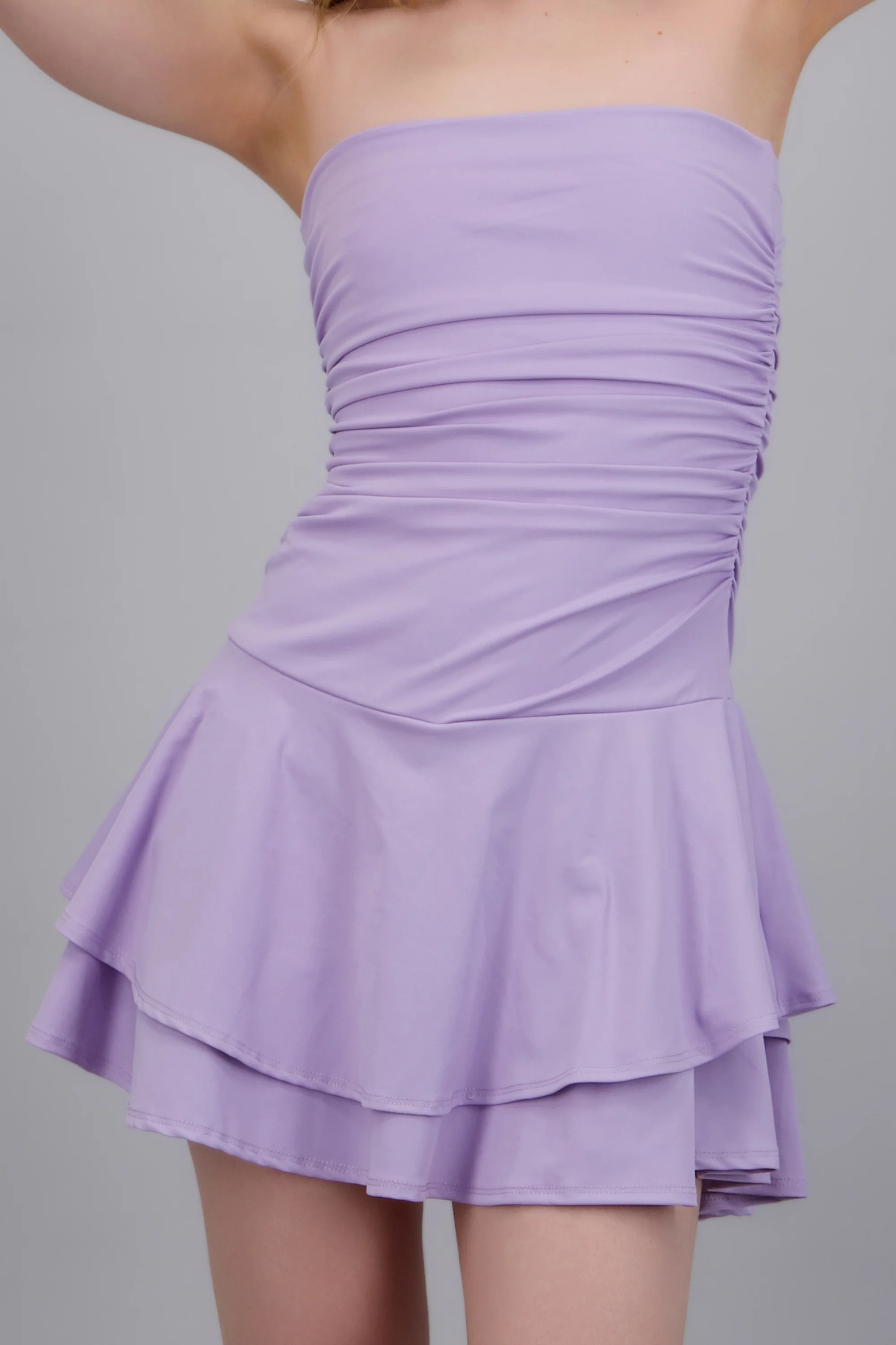 Vestido mini drapeado strapless - Image 5