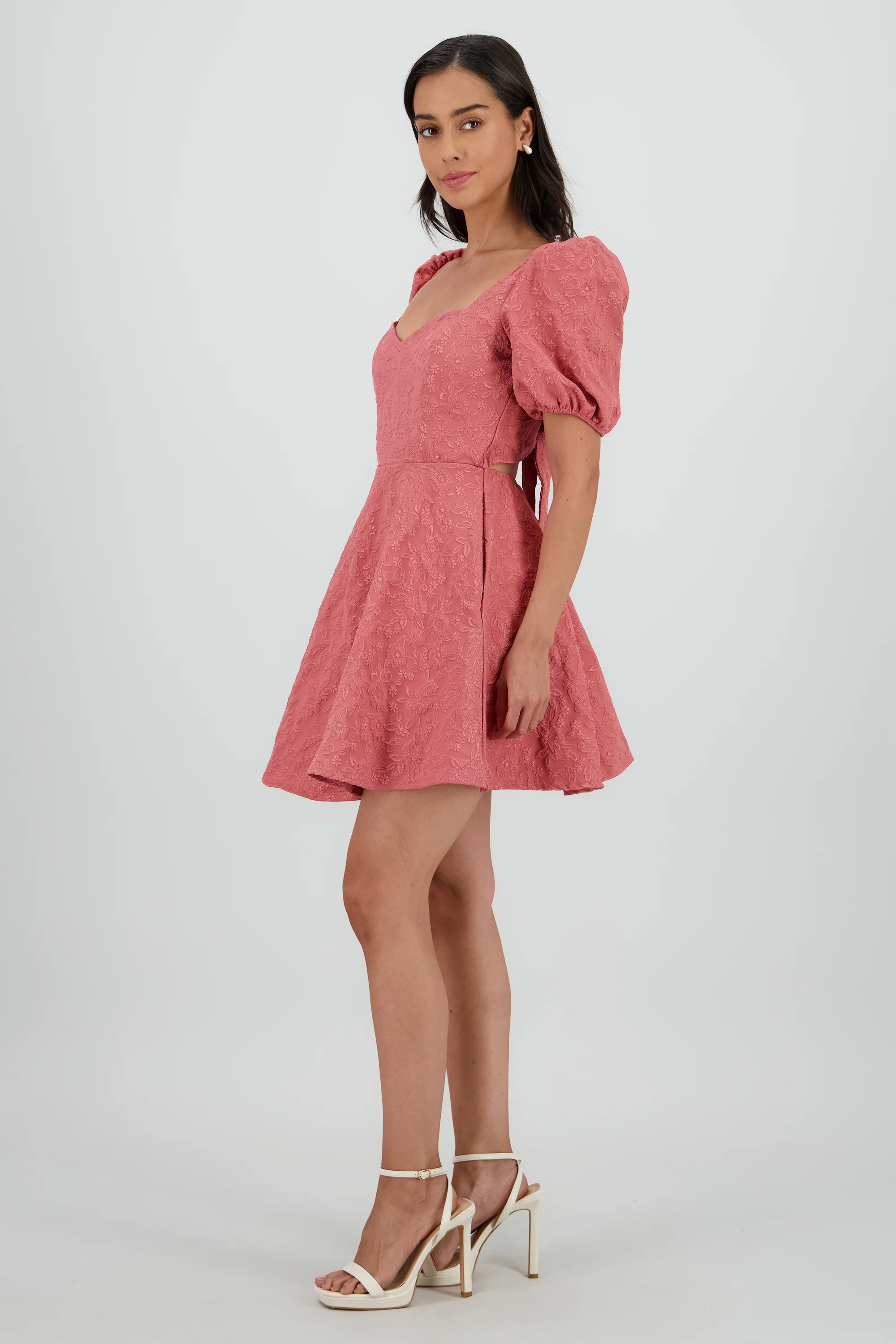 Vestido mini manga abullonada escote corazon - Image 3