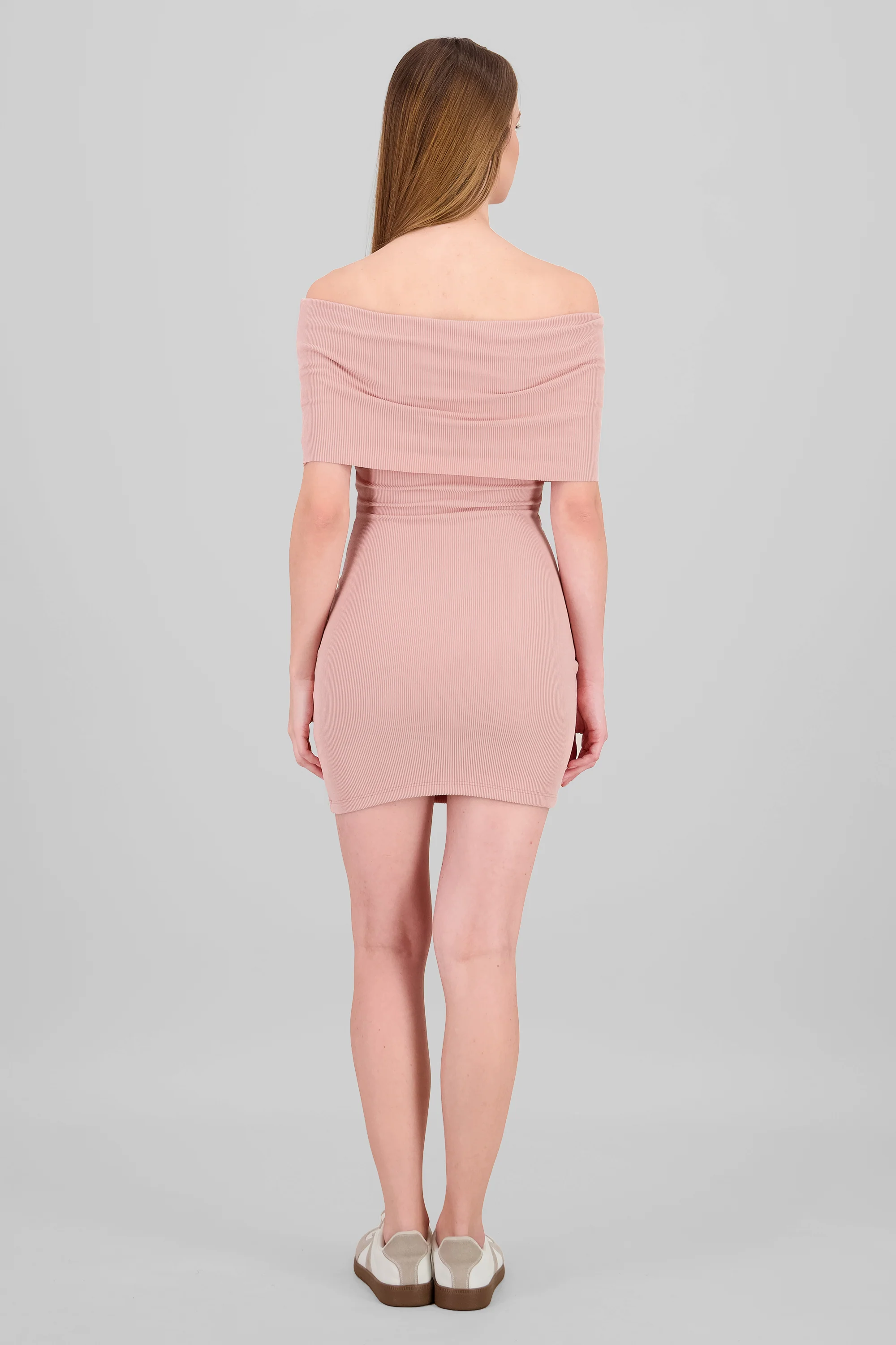 Vestido mini rib off shoulder - Image 4