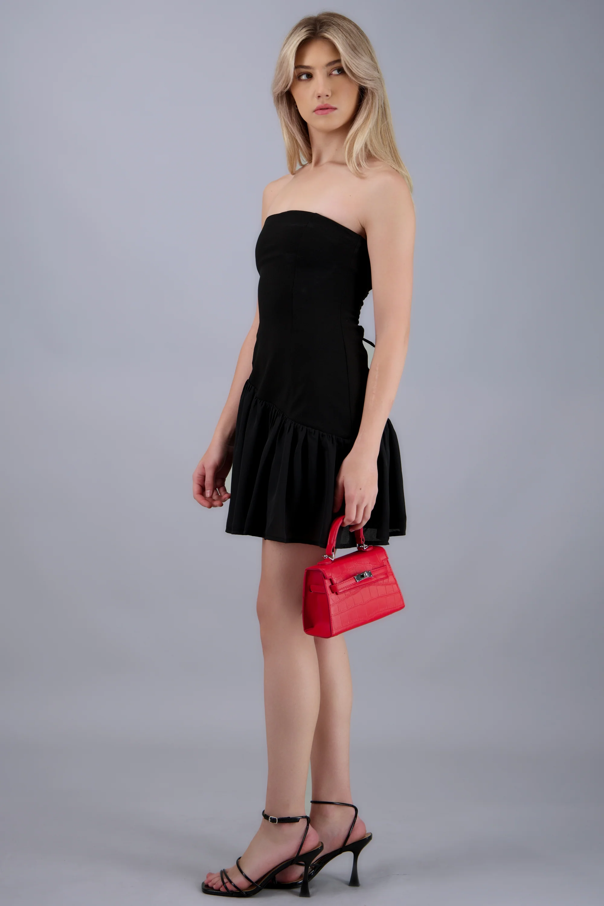 Vestido mini strapless con transparencia - Image 2