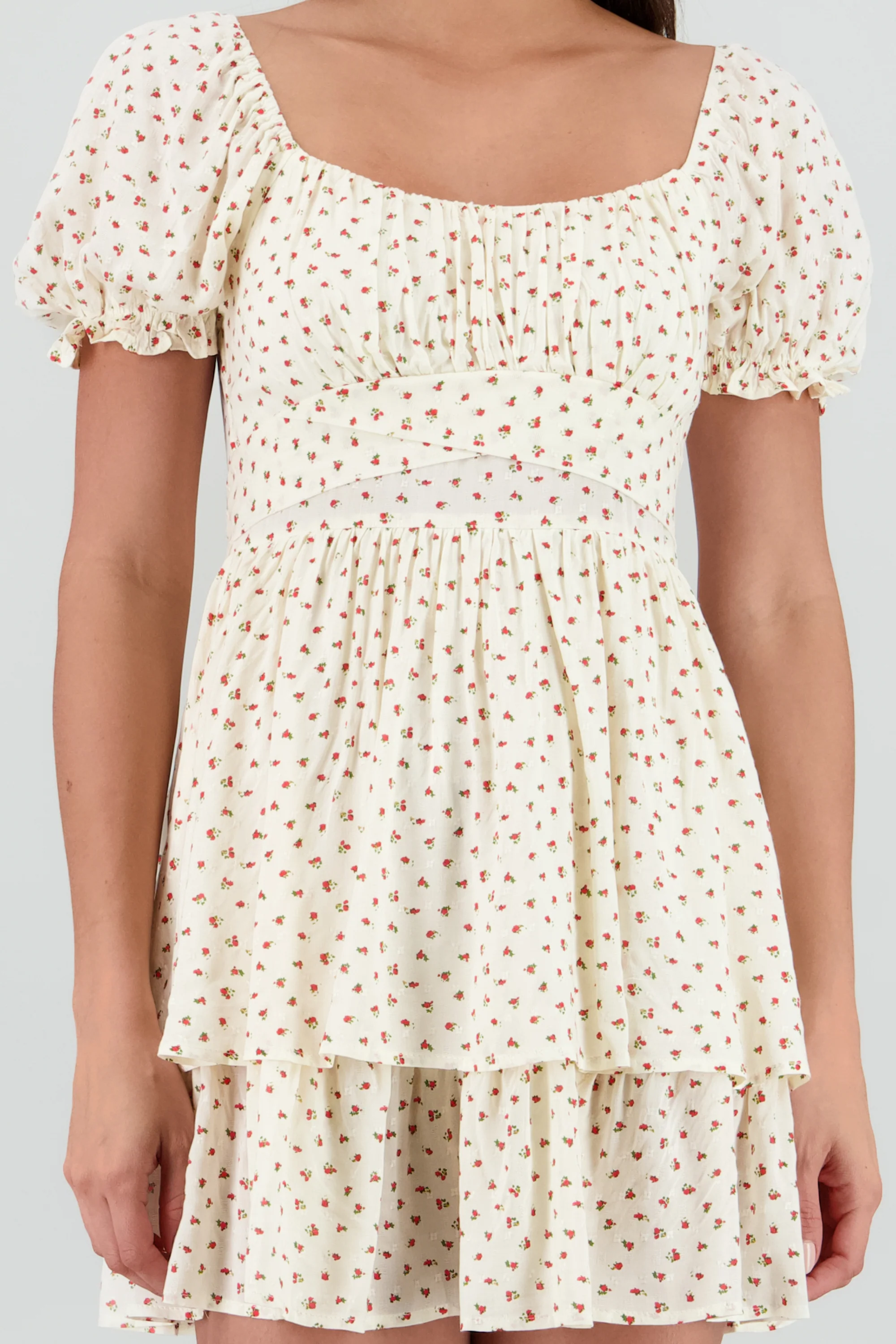 Vestido olanes mini flores con textura - Image 5
