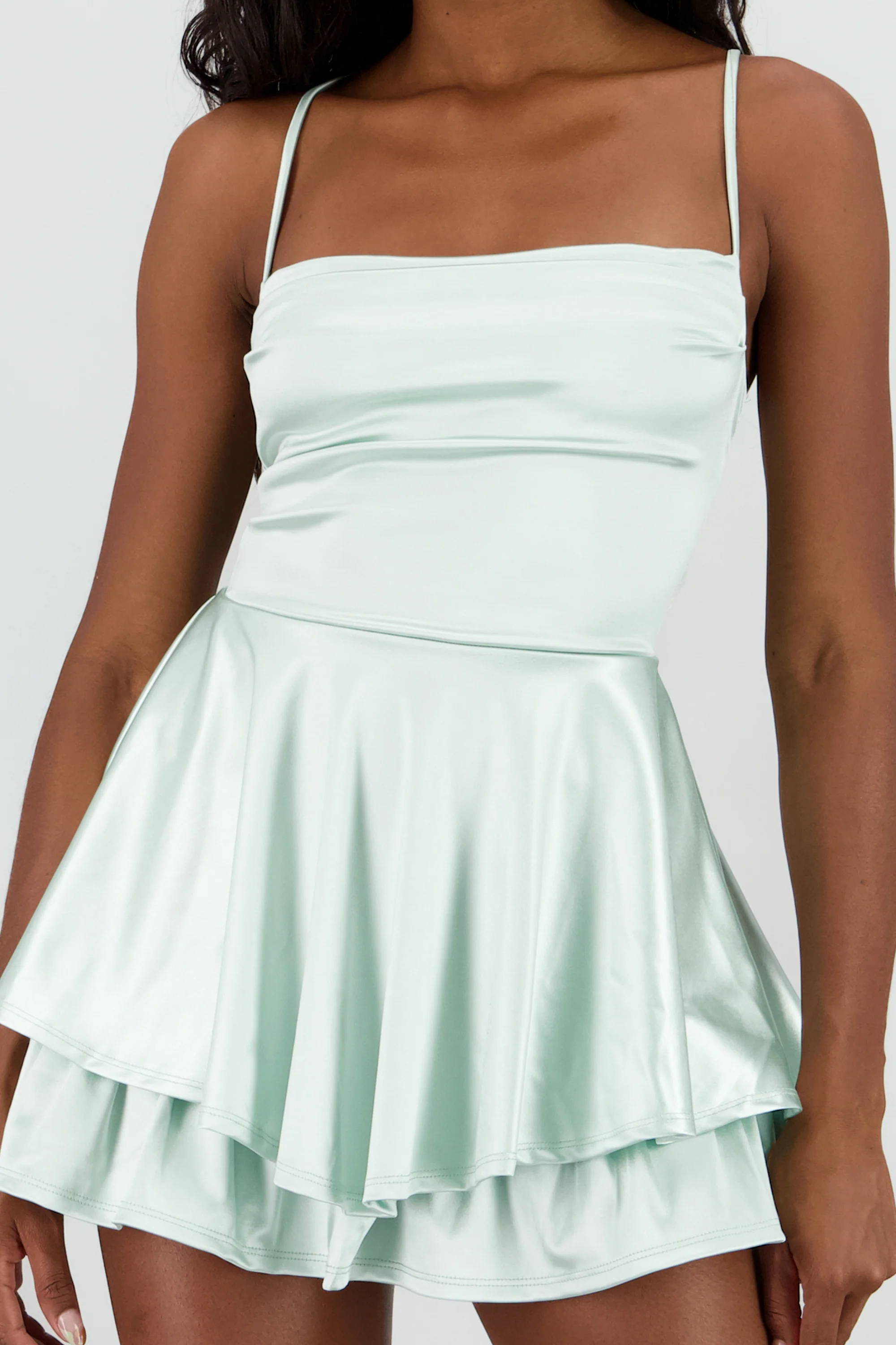Vestido satinado escote drapeado - Image 5