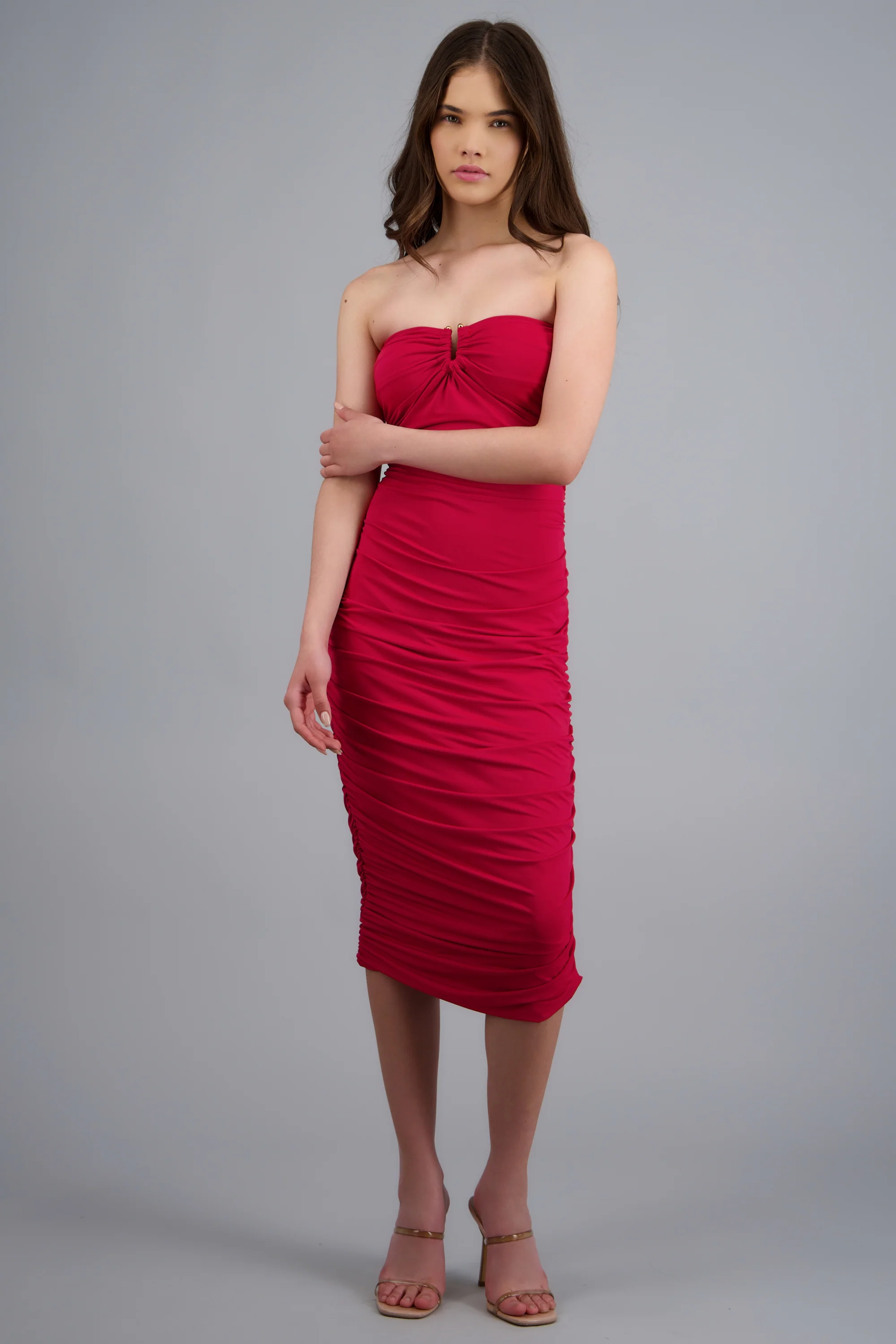Vestido strapless plisado - Image 3