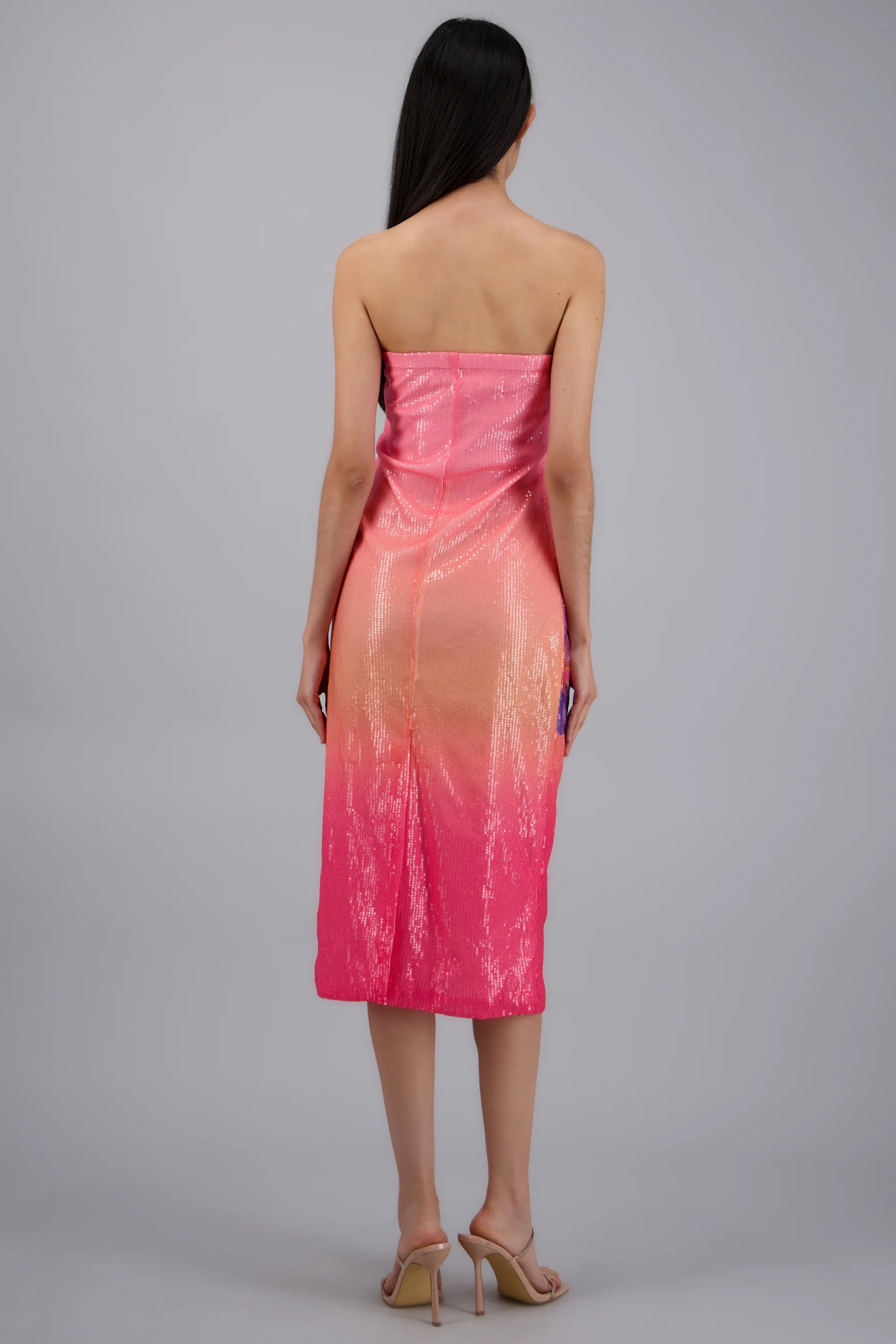 Vestido strapples flores detalle brillos - Image 4