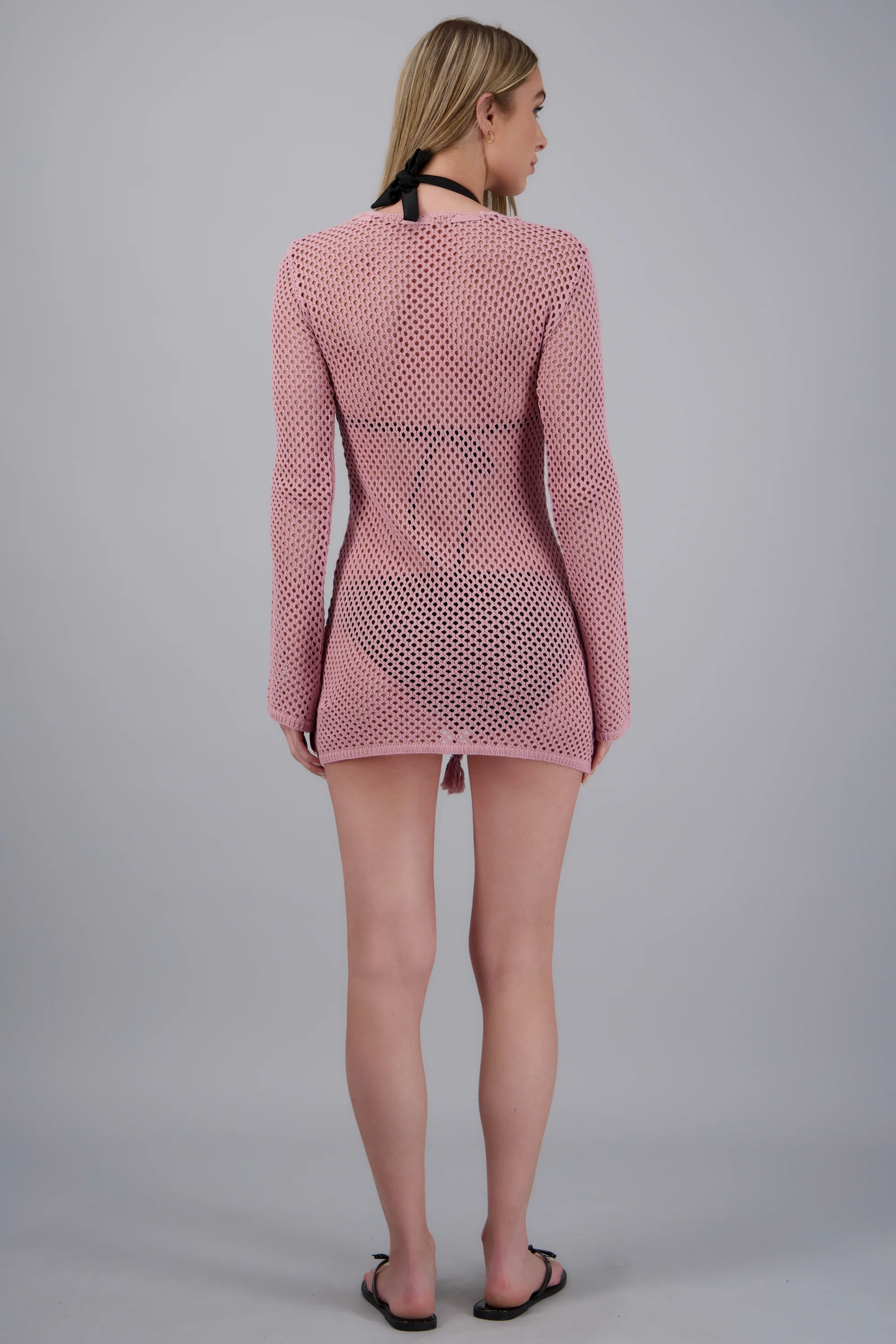 Vestido tejido tipo crochet manga larga - Image 4