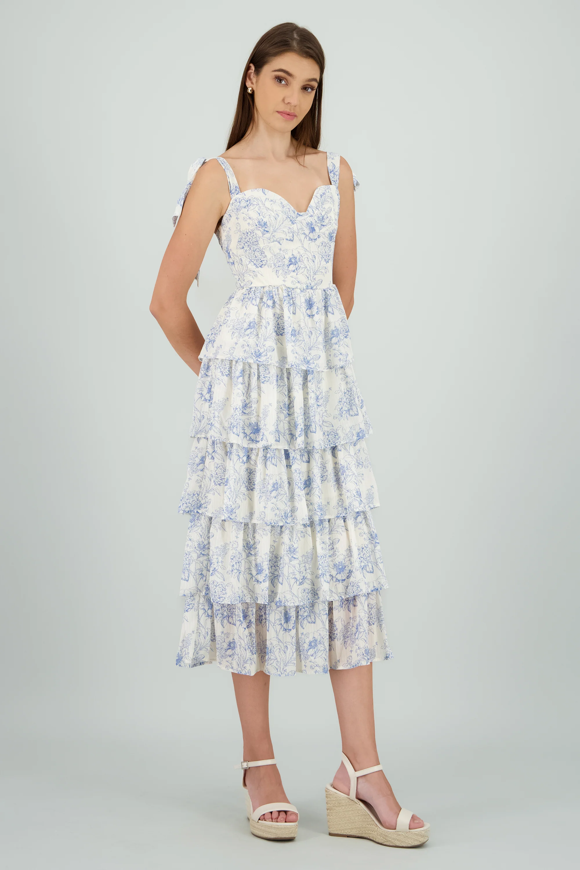 Vestido tirantes capas estampado