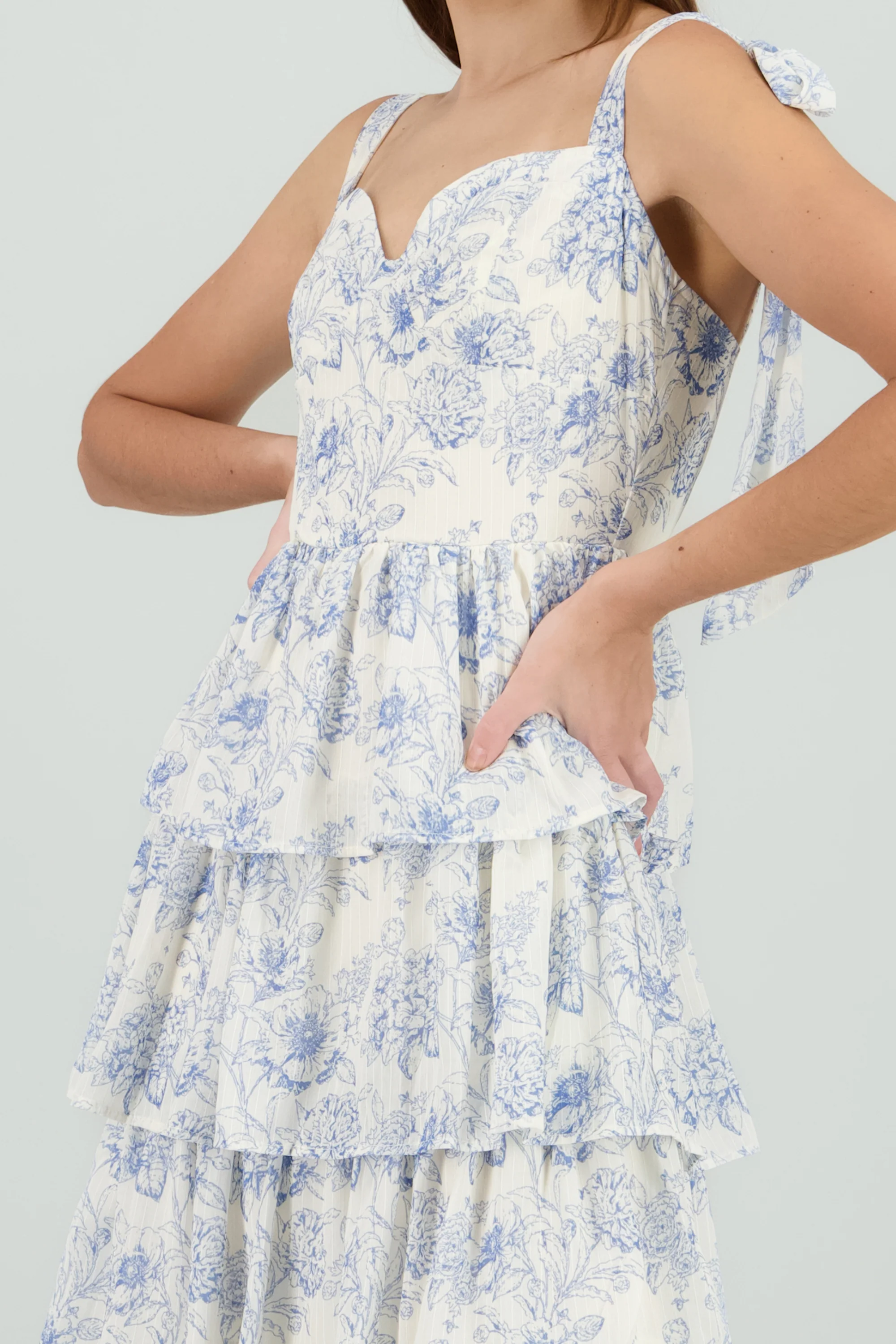 Vestido tirantes capas estampado - Image 5