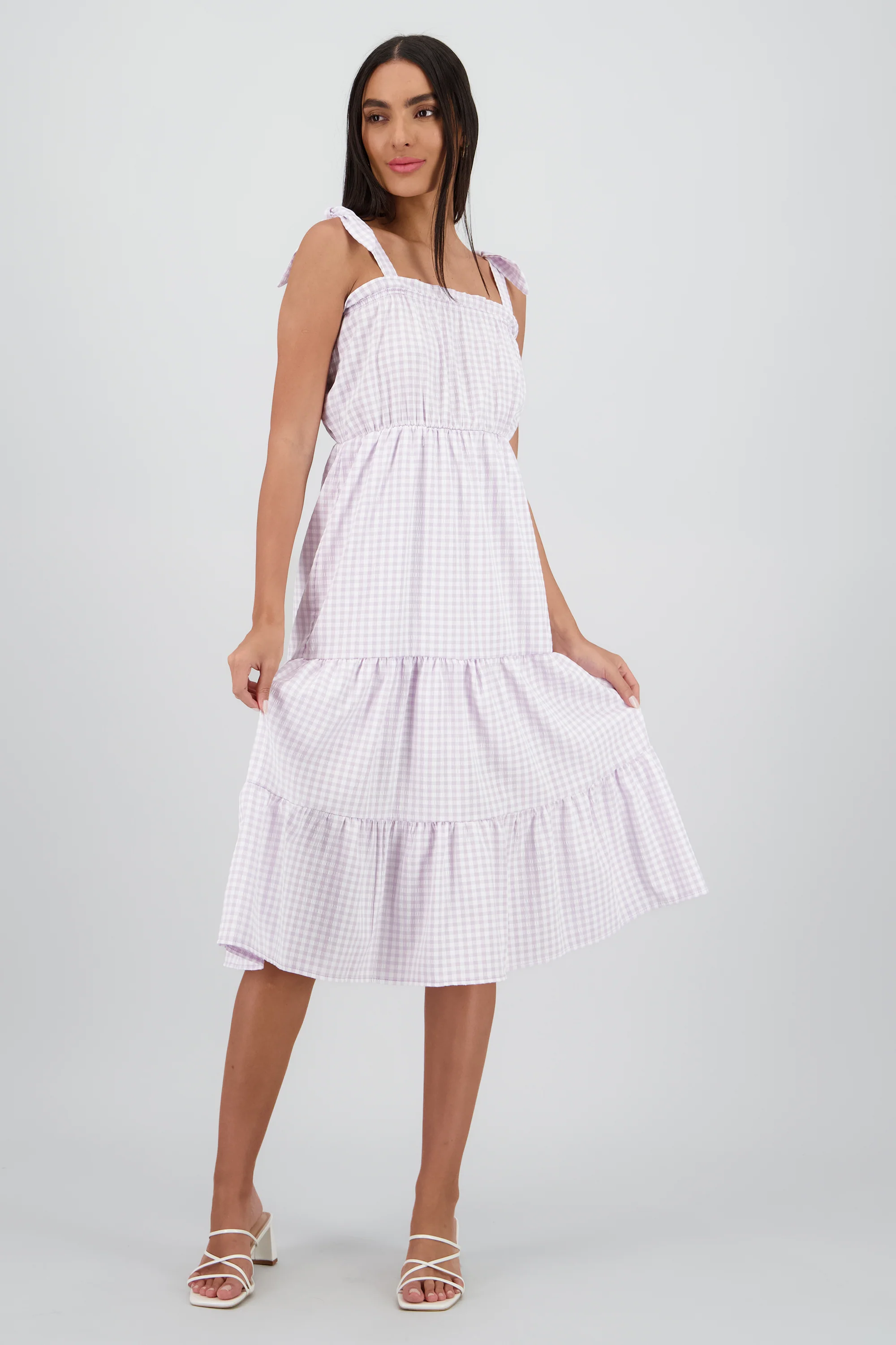 Vestido tirantes midi olanes detalle textura - Image 2