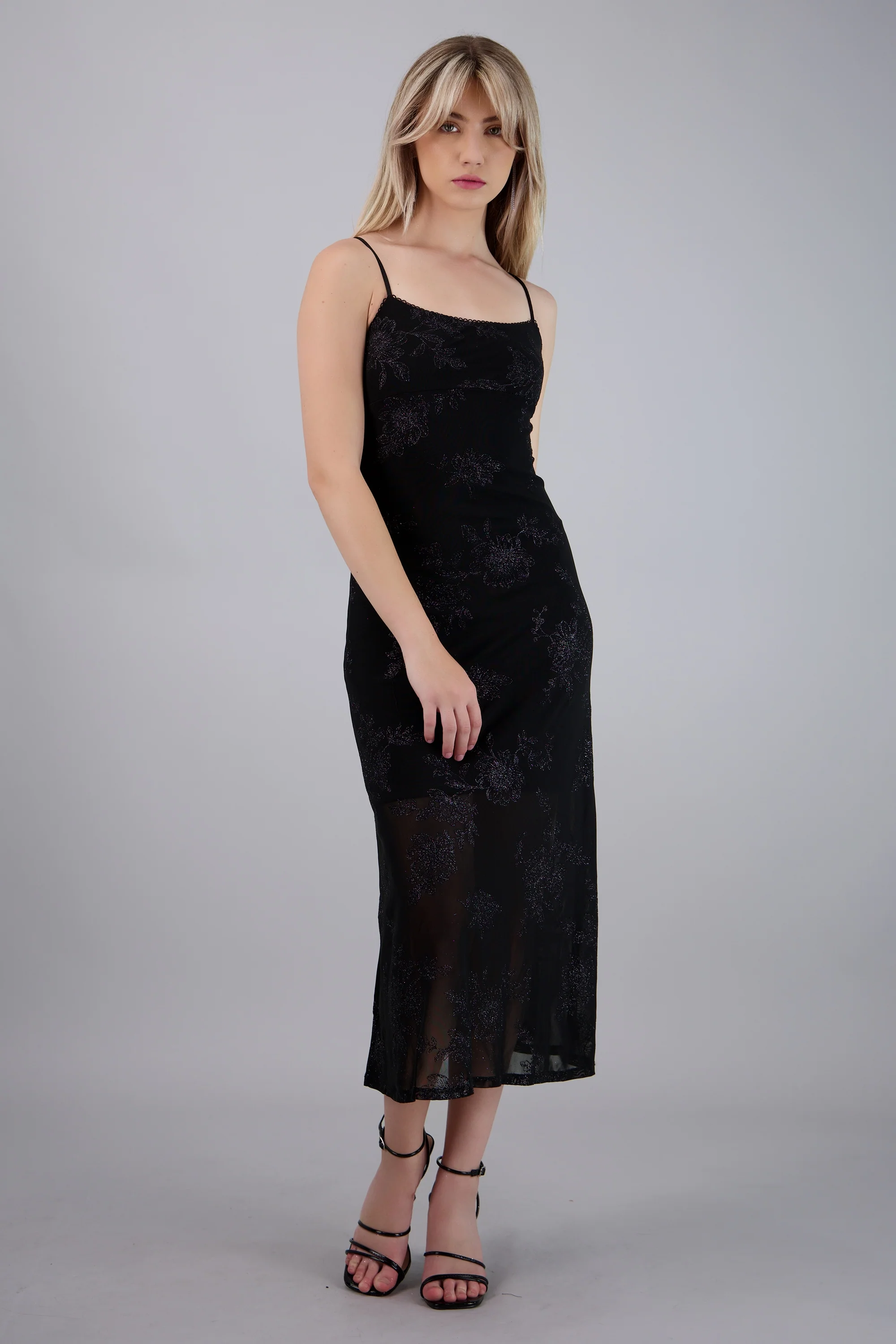 Vestido tirantes tubo brillos
