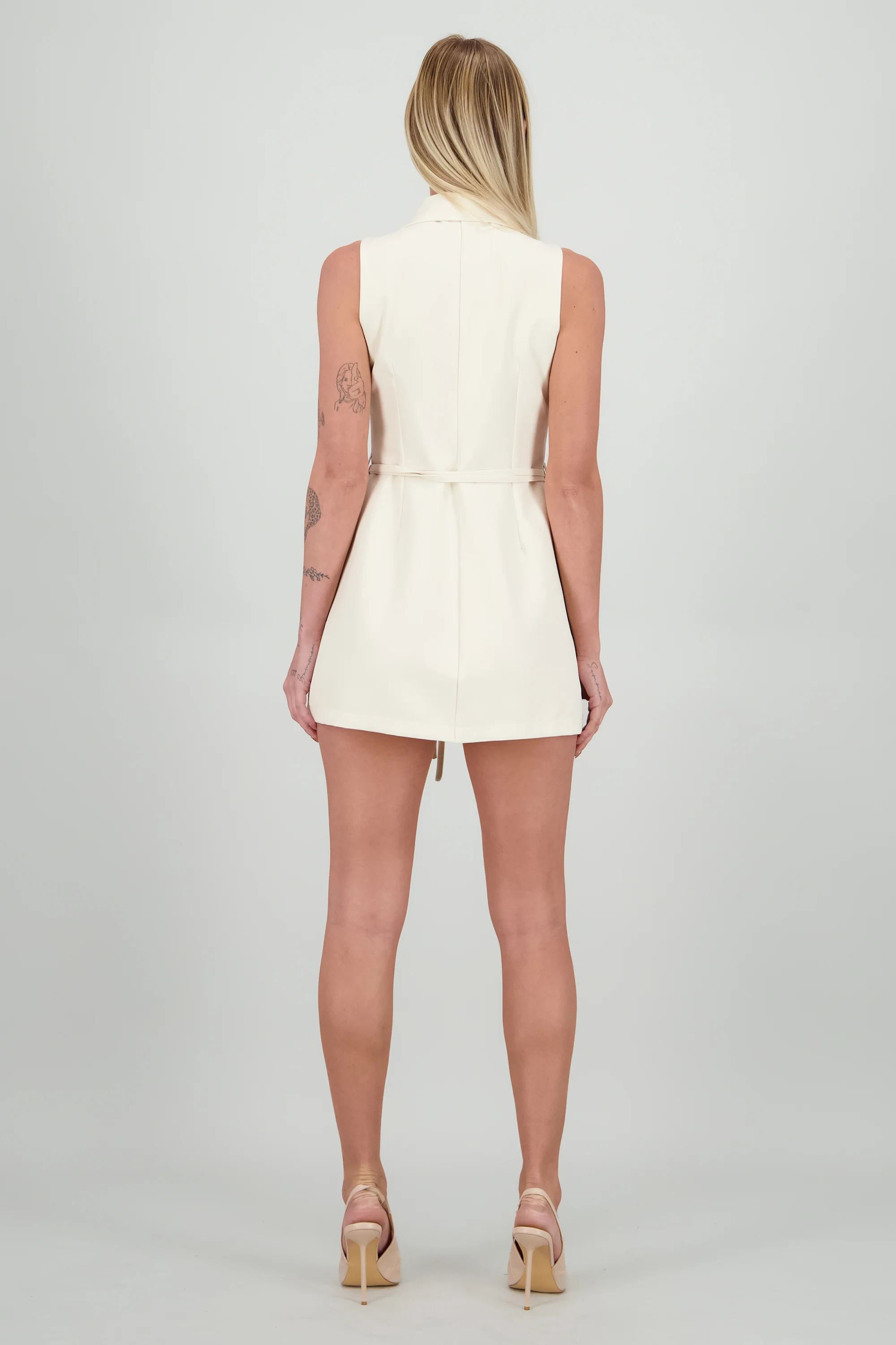 Vestido blazer con cinto tableado - Image 4